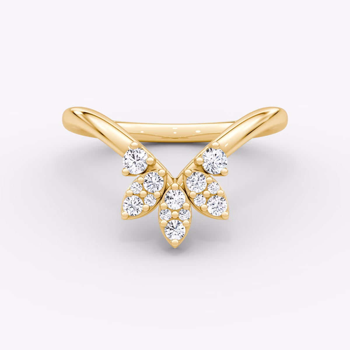 The Petal Crown Band | Round Brilliant | 18k | Yellow Gold | bandAccent: Plain