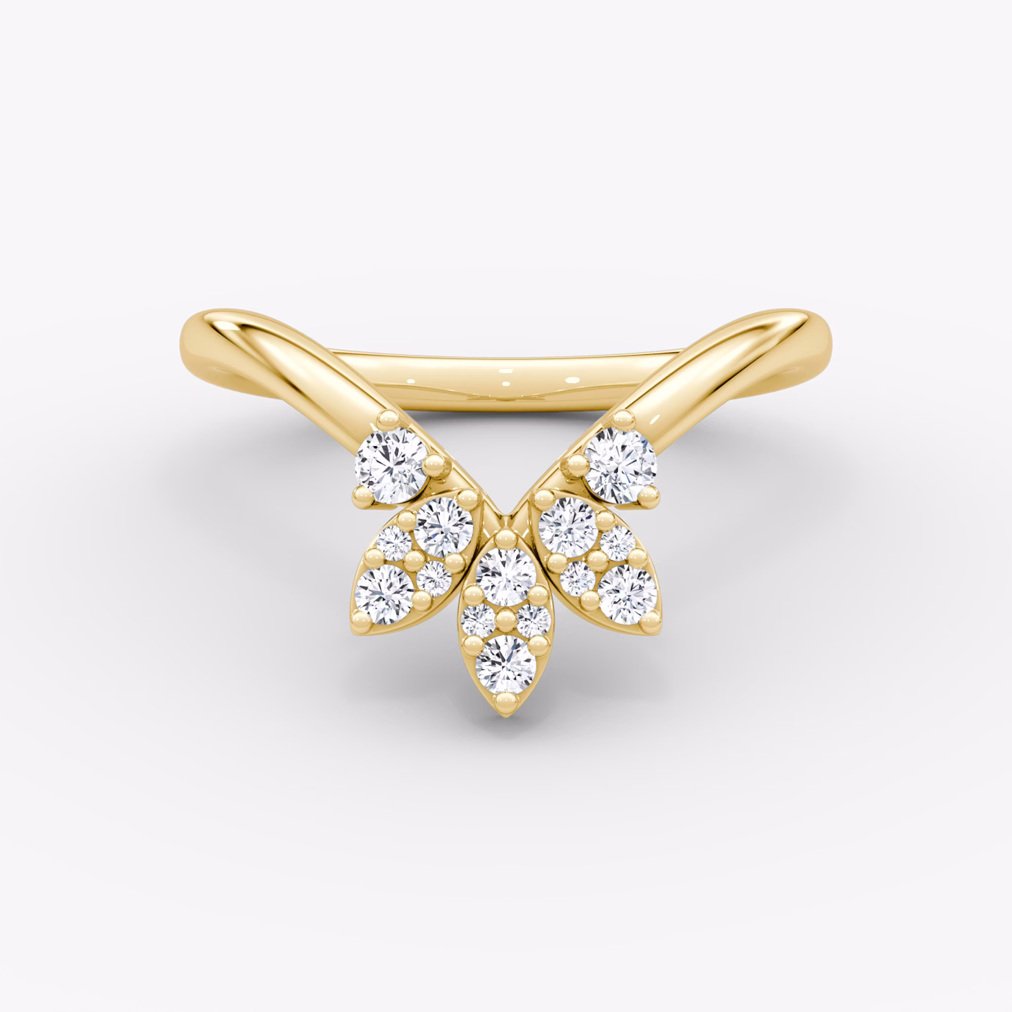The Petal Crown Band | Round Brilliant | 18k | Yellow Gold | bandAccent: Plain