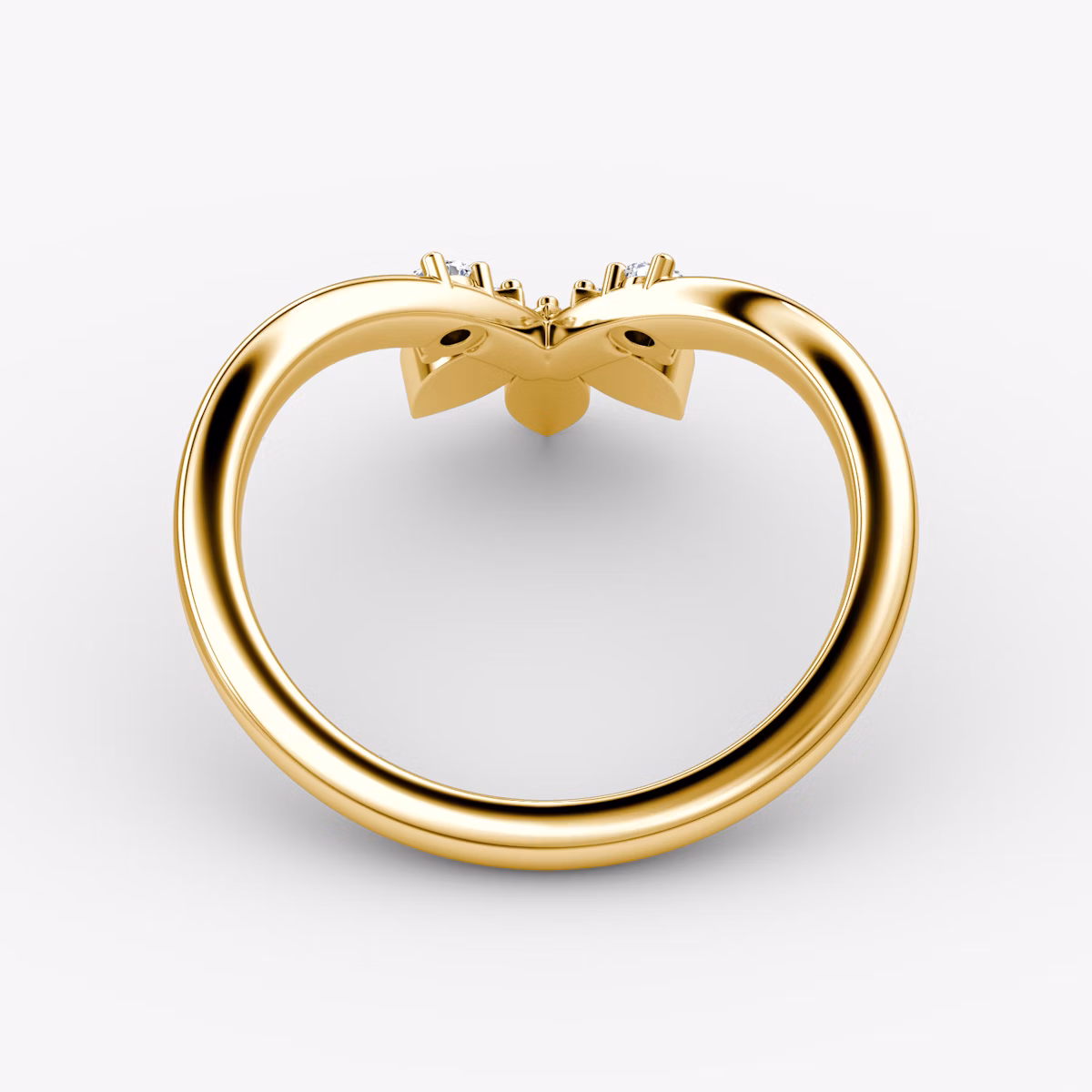 The Petal Crown Band | Round Brilliant | 18k | Yellow Gold | bandAccent: Plain