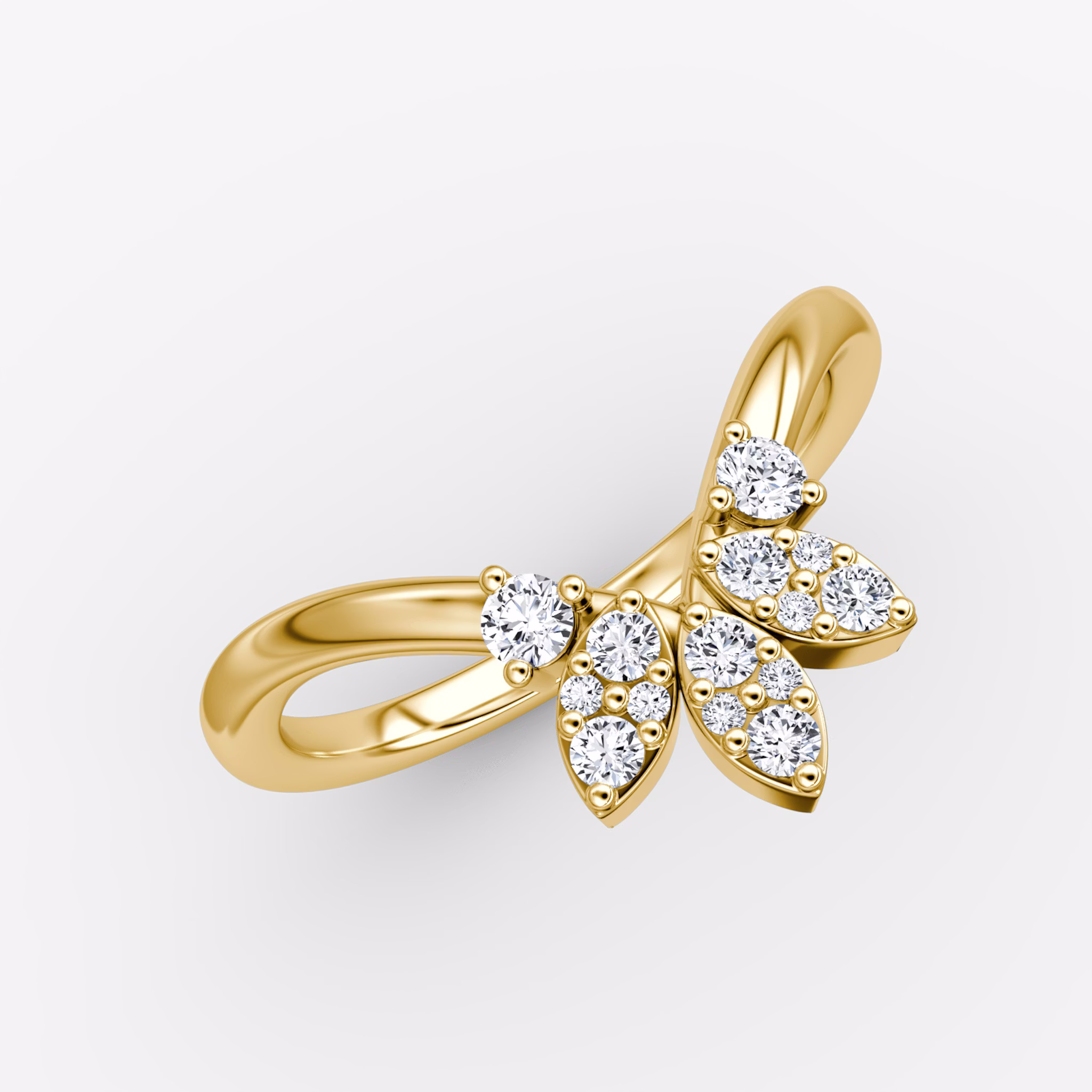 The Petal Crown Band | Round Brilliant | 18k | Yellow Gold | bandAccent: Plain