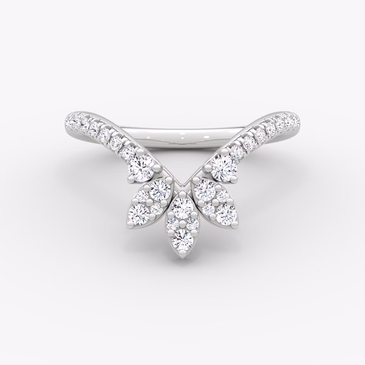 The Petal Crown Band | Round Brilliant | 18k | White Gold | bandAccent: Pavé