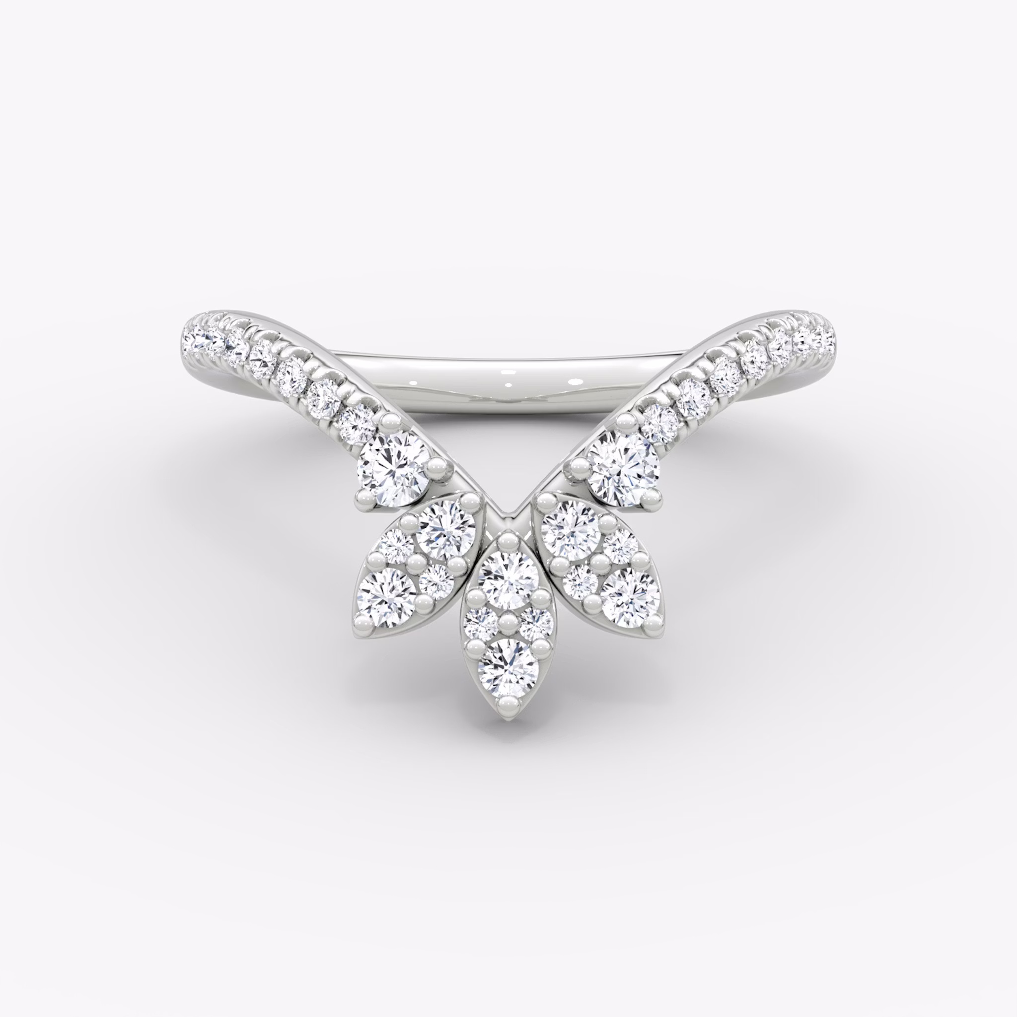 The Petal Crown Band | Brillante | Platino | bandAccent: Pavé