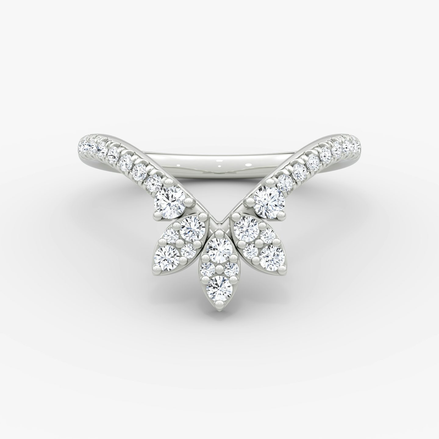 The Petal Crown Band | Round Brilliant | Platinum | bandAccent: Pavé