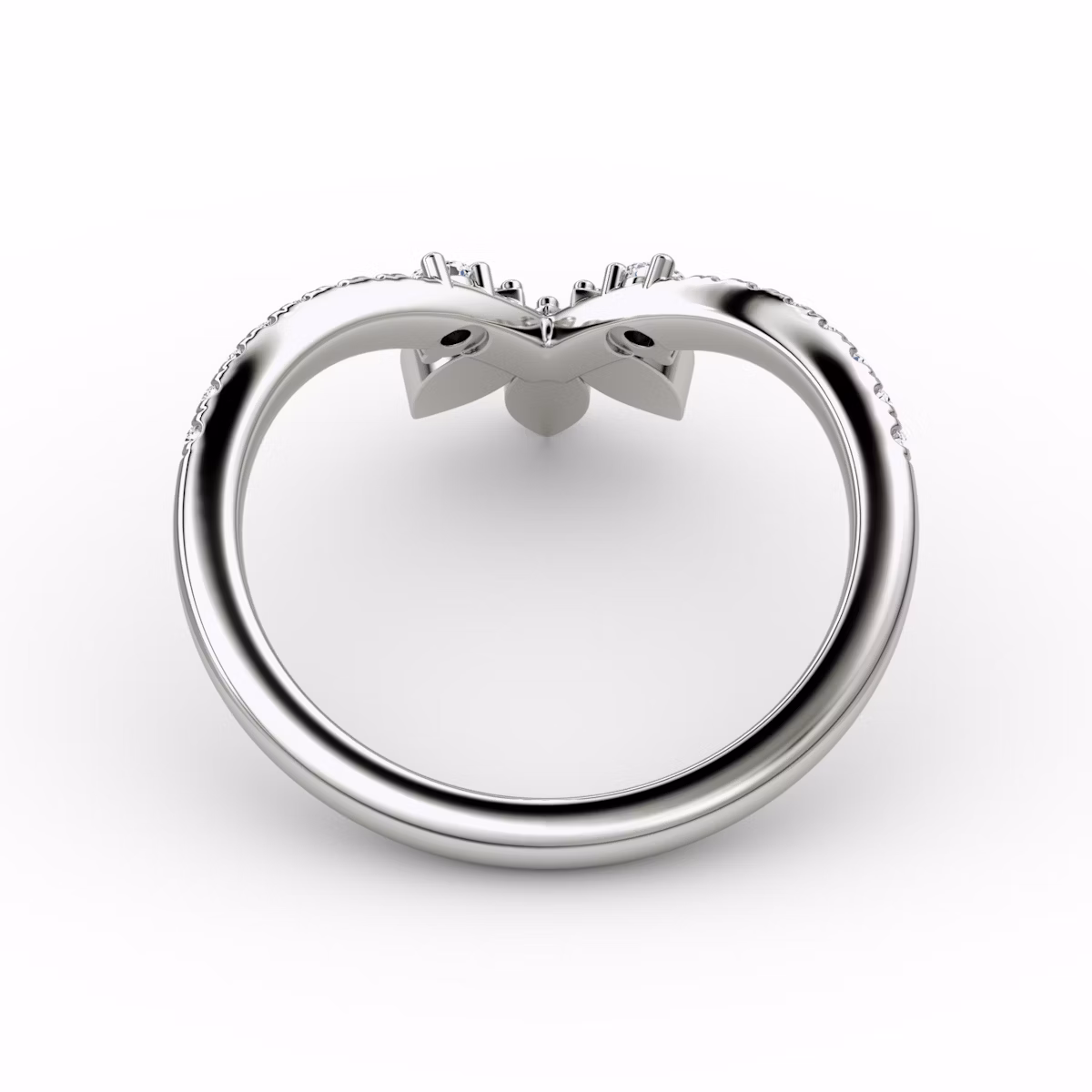 The Petal Crown Band | Round Brilliant | 18k | White Gold | bandAccent: Pavé