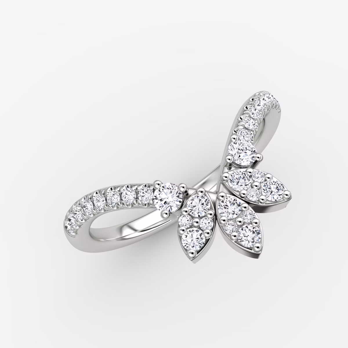 The Petal Crown Band | Round Brilliant | 18k | White Gold | bandAccent: Pavé