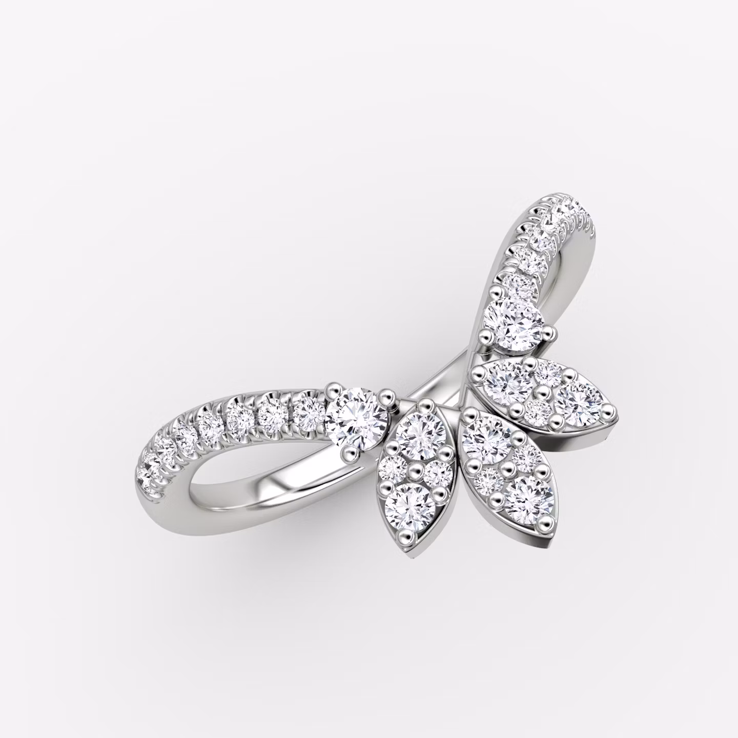 The Petal Crown Band | Round Brilliant | Platinum | bandAccent: Pavé