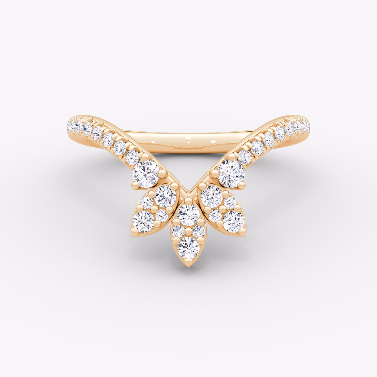 The Petal Crown Band | Round Brilliant | 14k | Rose Gold | bandAccent: Pavé
