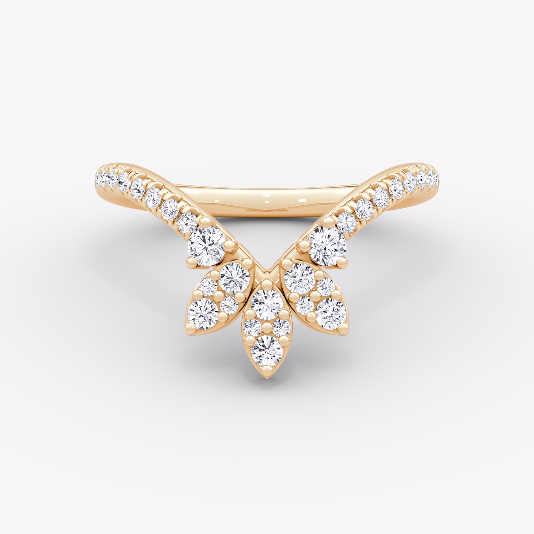 The Petal Crown Band | Brillante | 14k | Oro rosa | bandAccent: Pavé