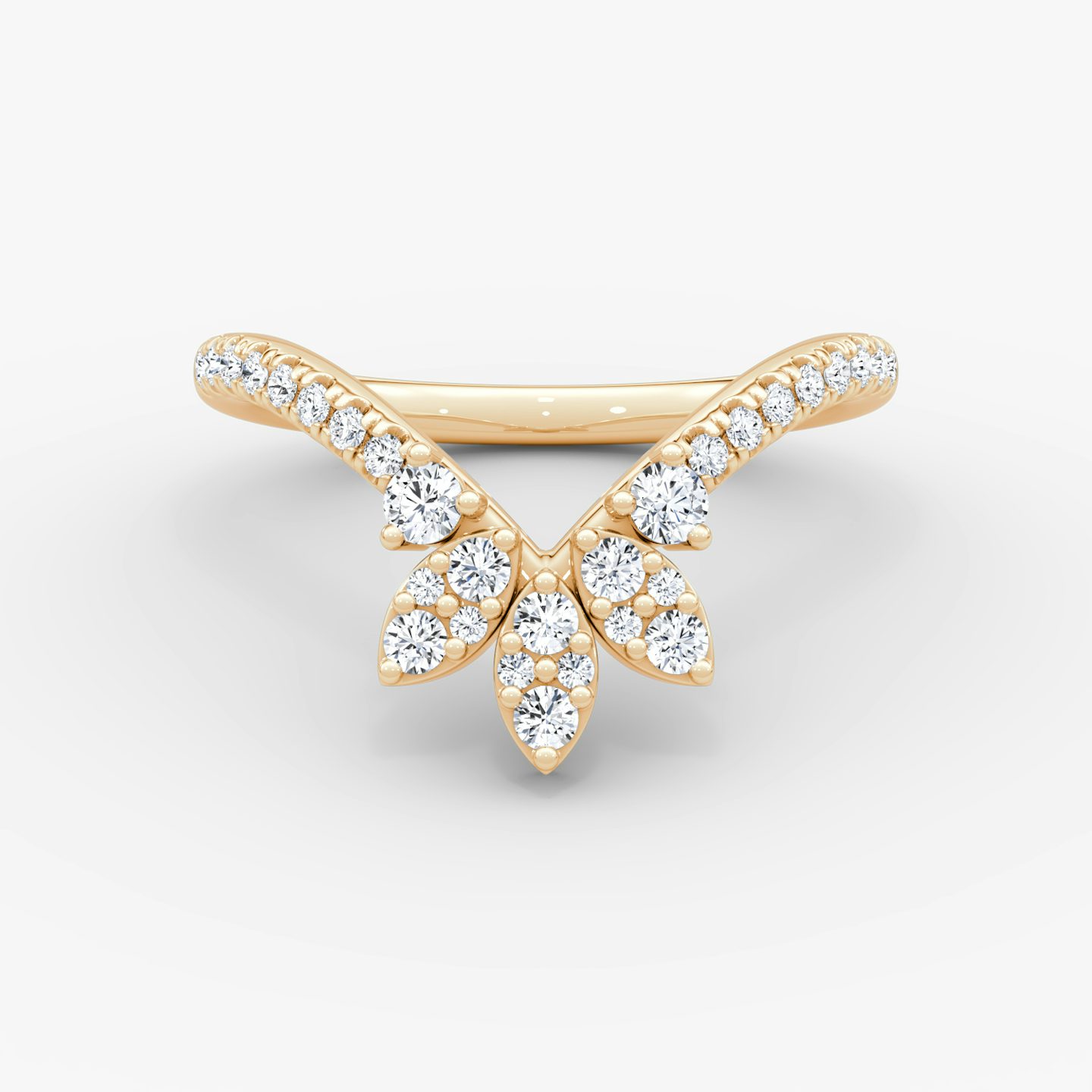 The Petal Crown Band | Round Brilliant | 14k | Rose Gold | bandAccent: Pavé