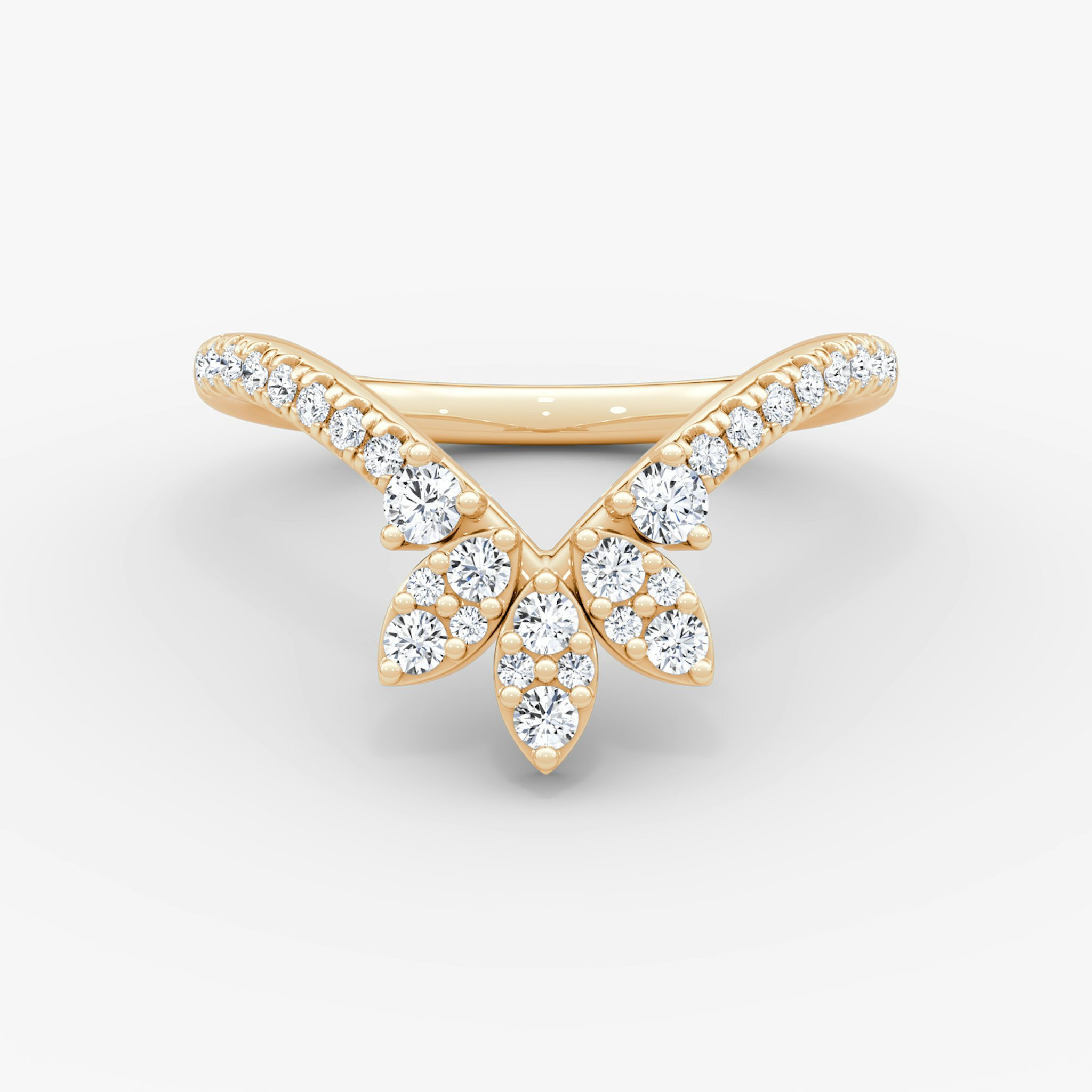 The Petal Crown Band | Brillante | 14k | Oro rosa | bandAccent: Pavé