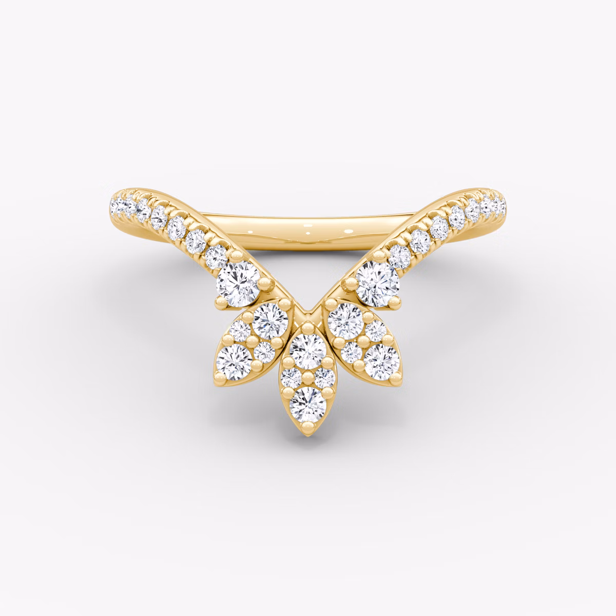 The Petal Crown Band | Round Brilliant | 18k | Yellow Gold | bandAccent: Pavé