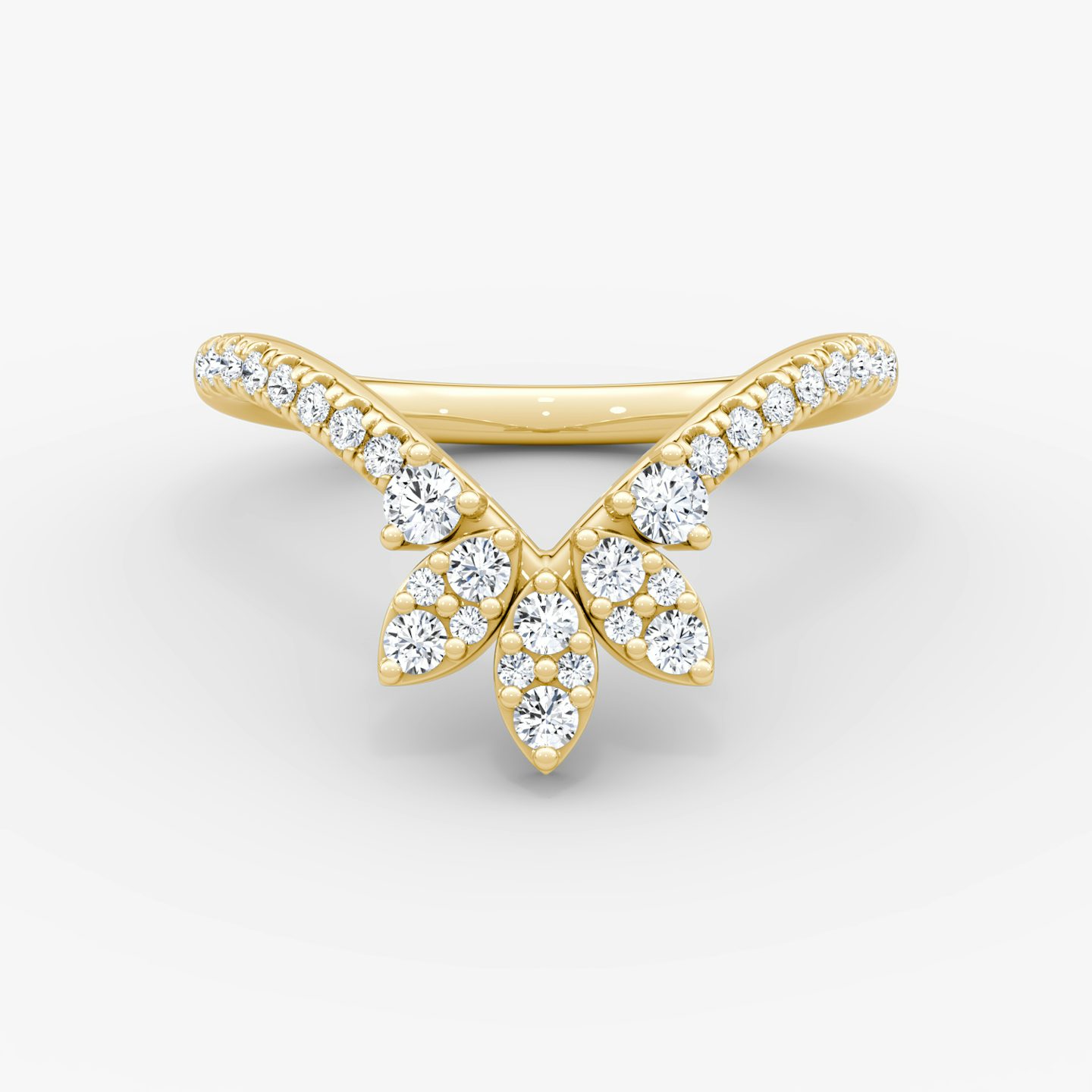 The Petal Crown Band | Round Brilliant | 18k | Yellow Gold | bandAccent: Pavé
