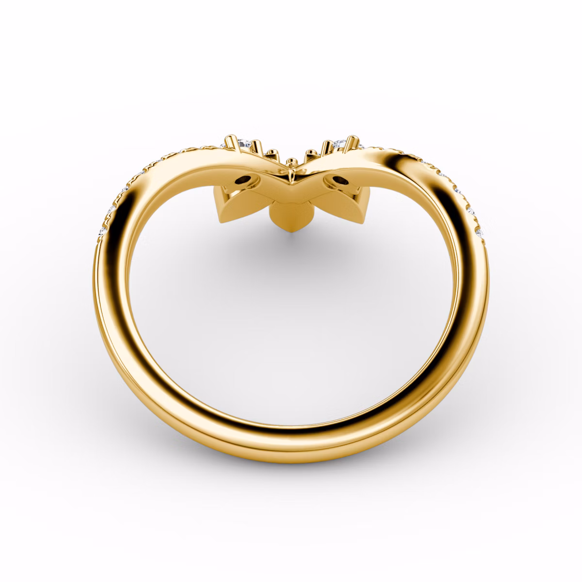 The Petal Crown Band | Round Brilliant | 18k | Yellow Gold | bandAccent: Pavé