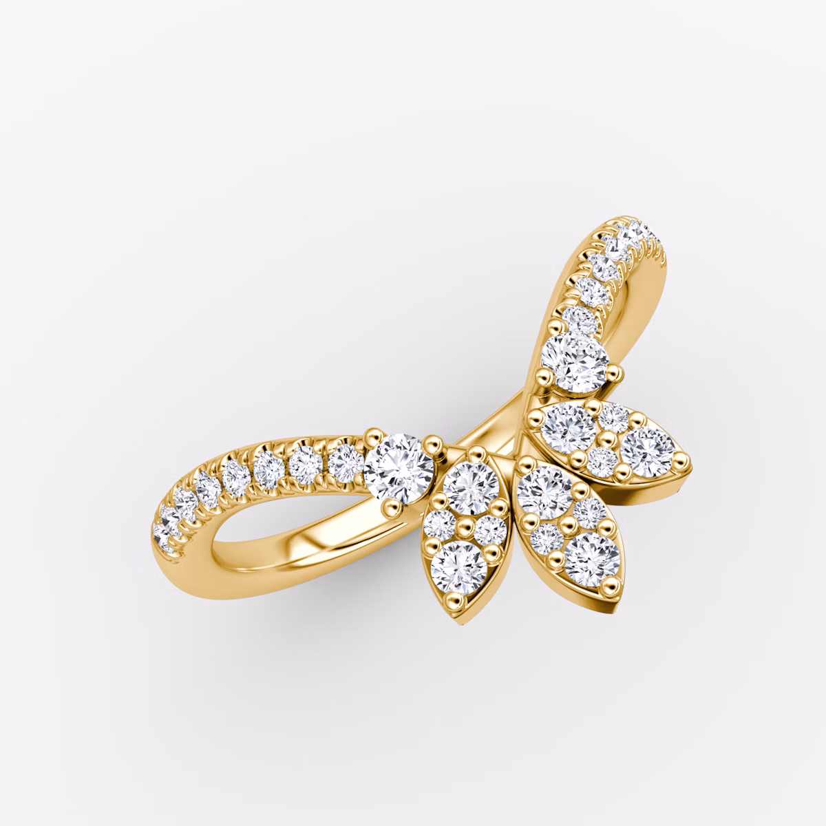 The Petal Crown Band | Round Brilliant | 18k | Yellow Gold | bandAccent: Pavé