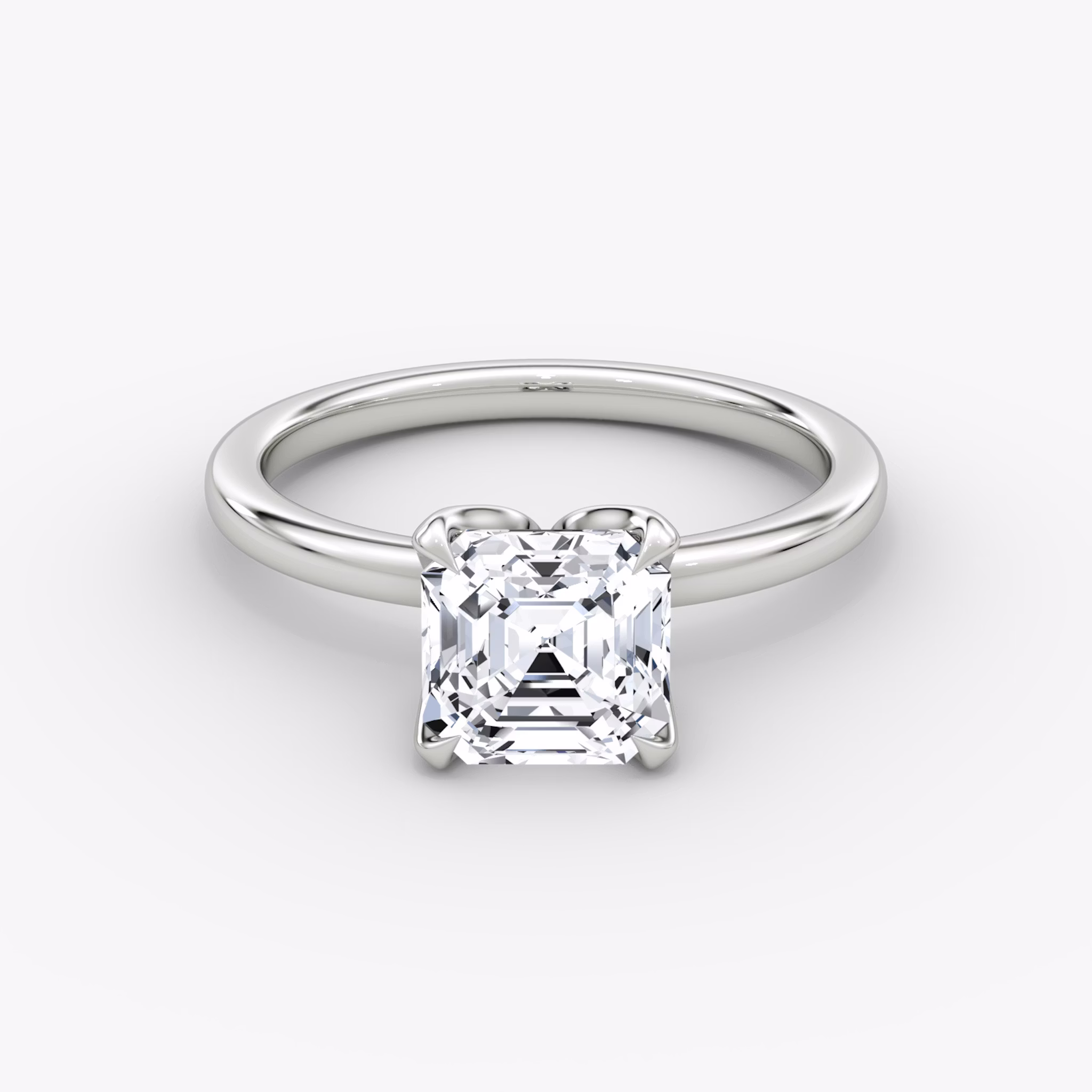 The Classic Petal | Asscher | 18k | White Gold | bandAccent: Plain | diamondOrientation: vertical | caratWeight: other