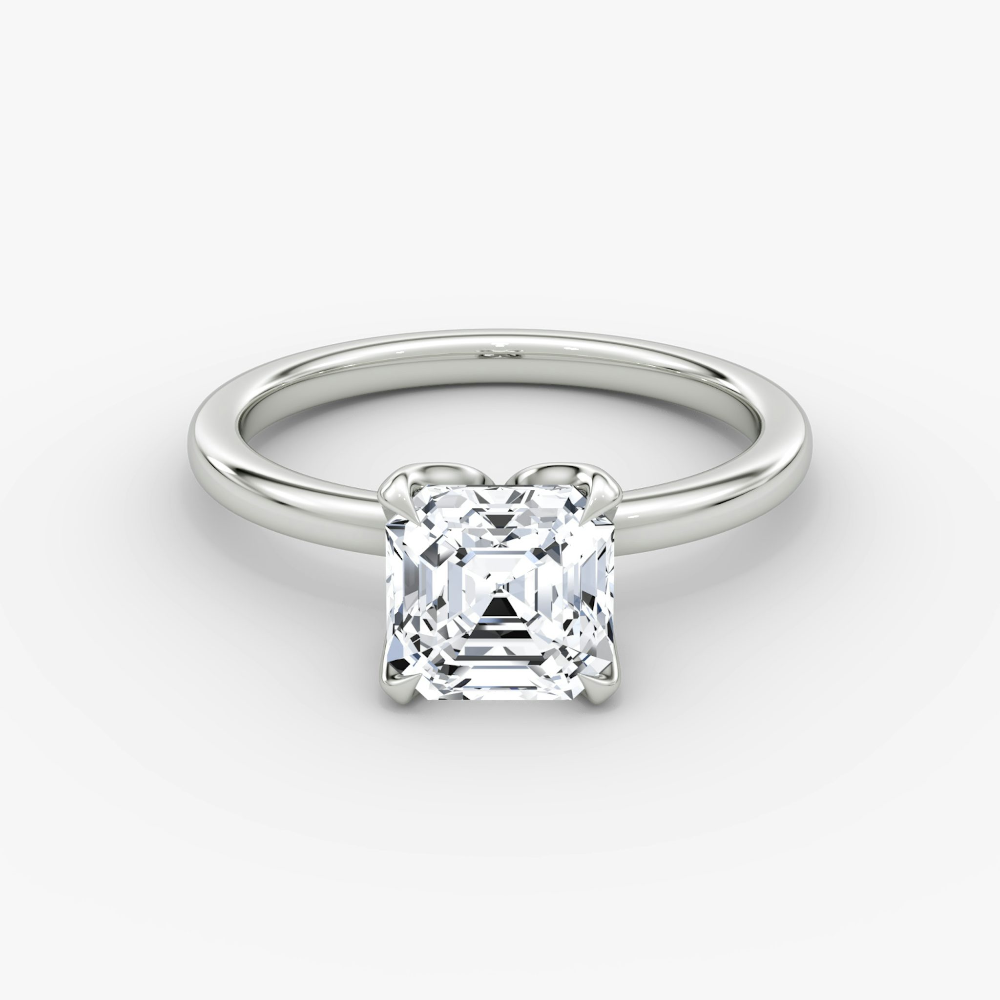 The Classic Petal | Asscher | 18k | White Gold | bandAccent: Plain | diamondOrientation: vertical | caratWeight: other