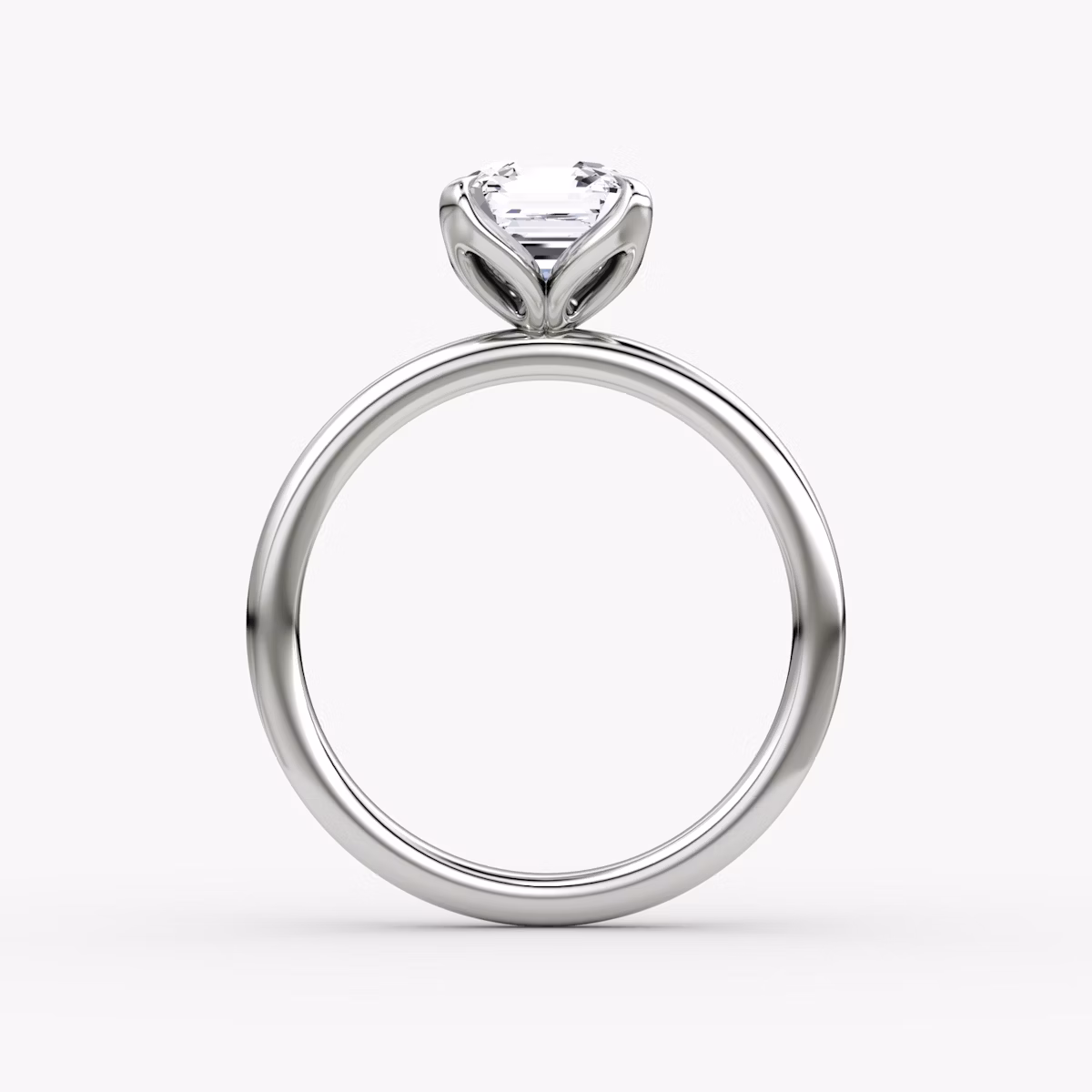The Classic Petal | Asscher | 18k | White Gold | bandAccent: Plain | diamondOrientation: vertical | caratWeight: other