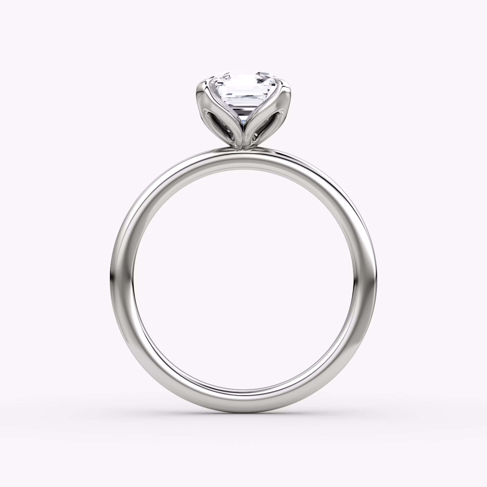 The Classic Petal | Asscher | 18k | White Gold | bandAccent: Plain | diamondOrientation: vertical | caratWeight: other