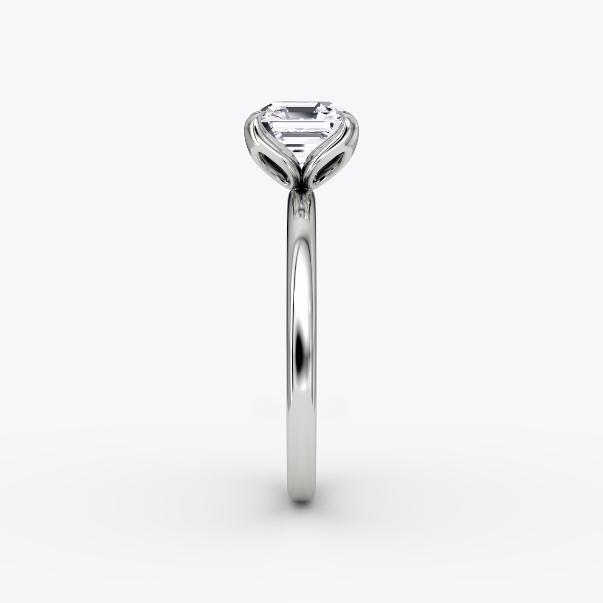 The Classic Petal | Asscher | 18k | White Gold | bandAccent: Plain | diamondOrientation: vertical | caratWeight: other