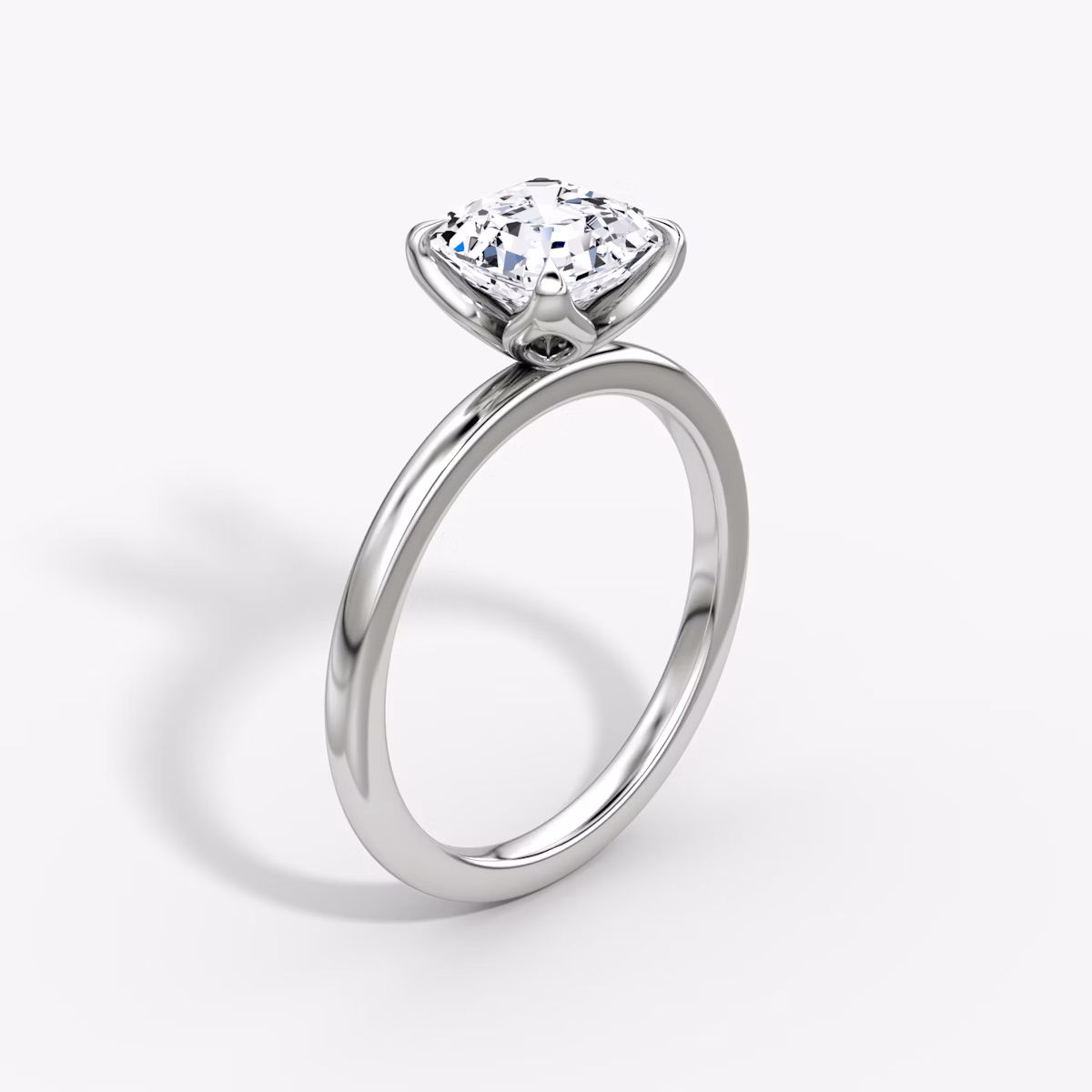 The Classic Petal | Asscher | 18k | White Gold | bandAccent: Plain | diamondOrientation: vertical | caratWeight: other