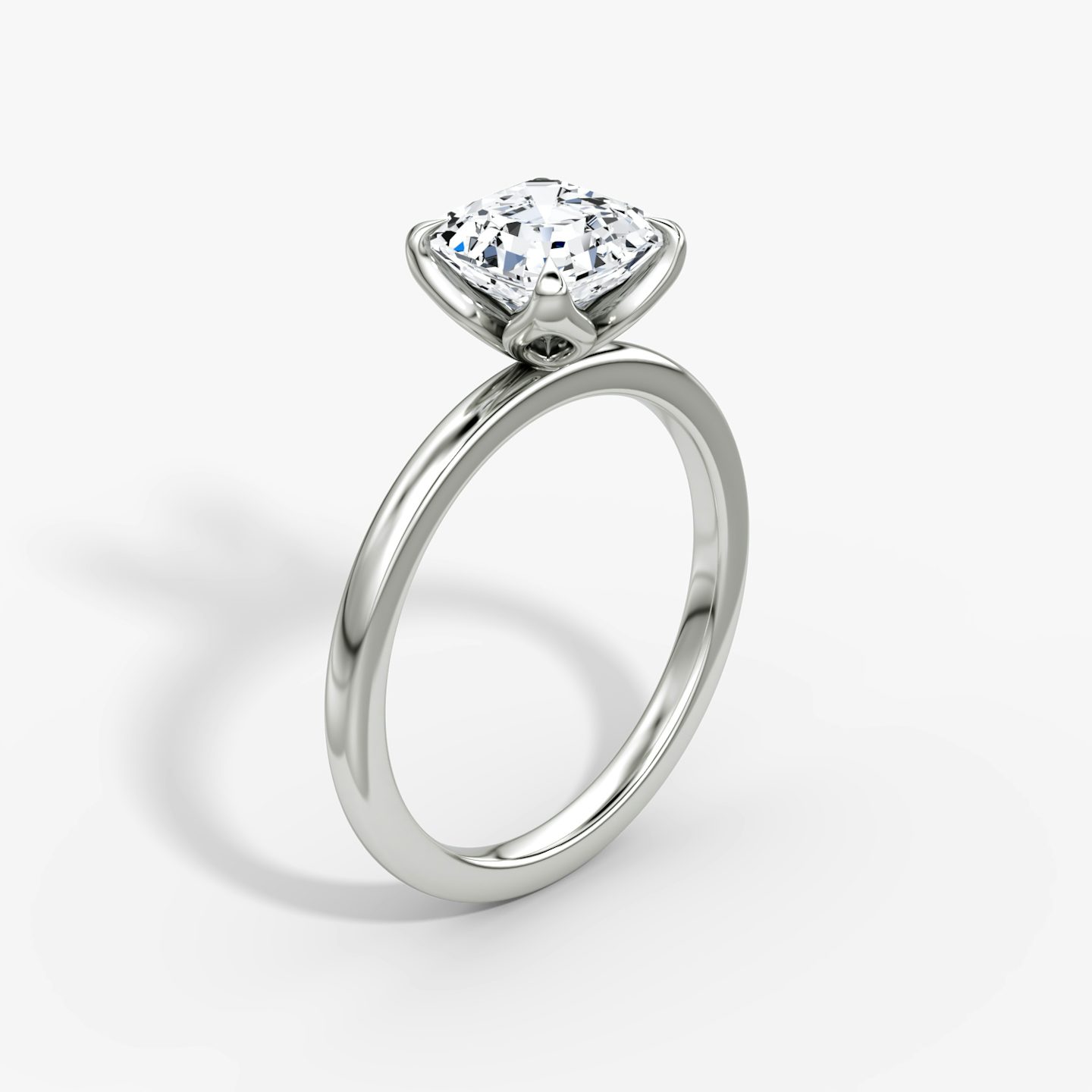 The Classic Petal | Asscher | 18k | White Gold | bandAccent: Plain | diamondOrientation: vertical | caratWeight: other