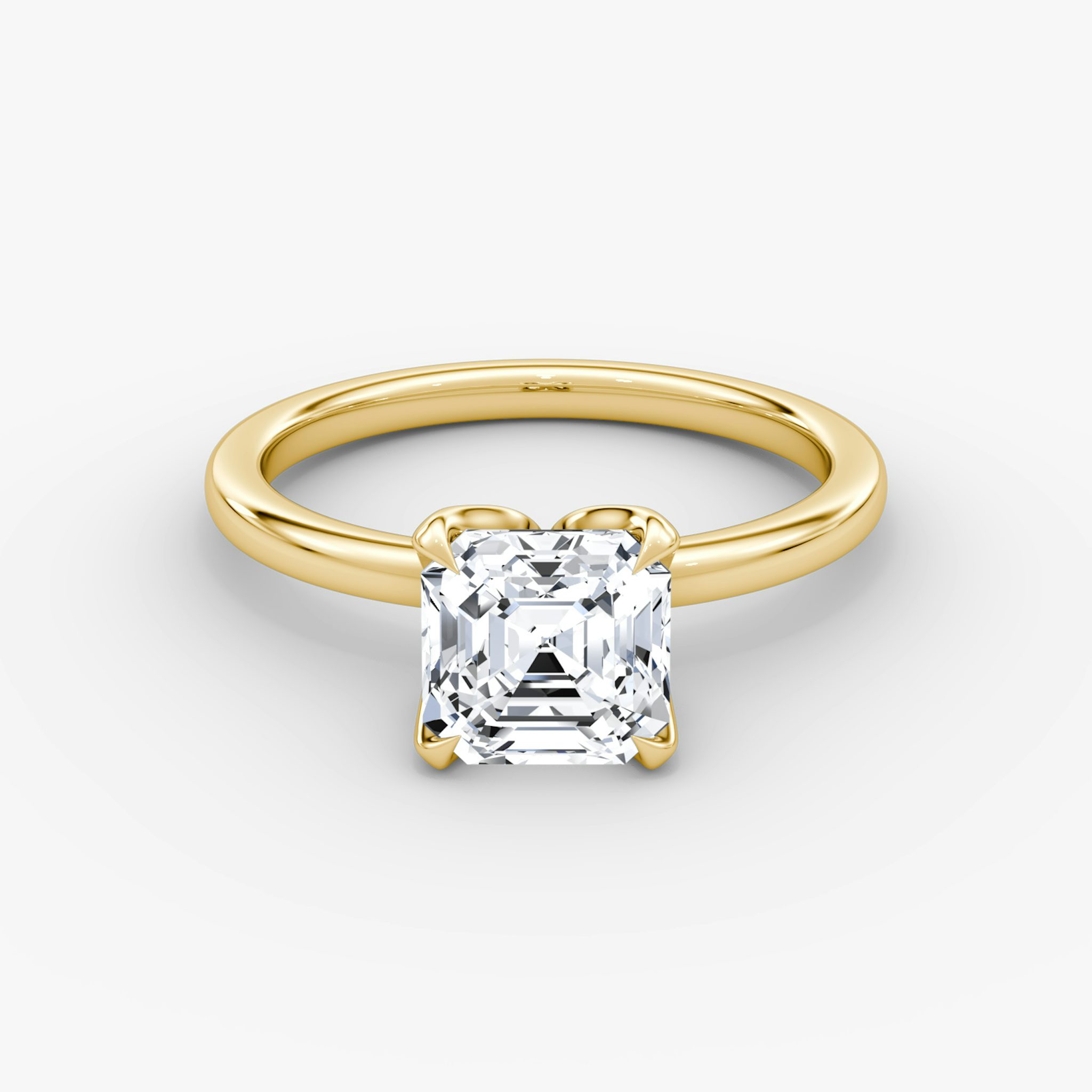 The Classic Petal | Asscher | 18k | Yellow Gold | bandAccent: Plain | diamondOrientation: vertical | caratWeight: other