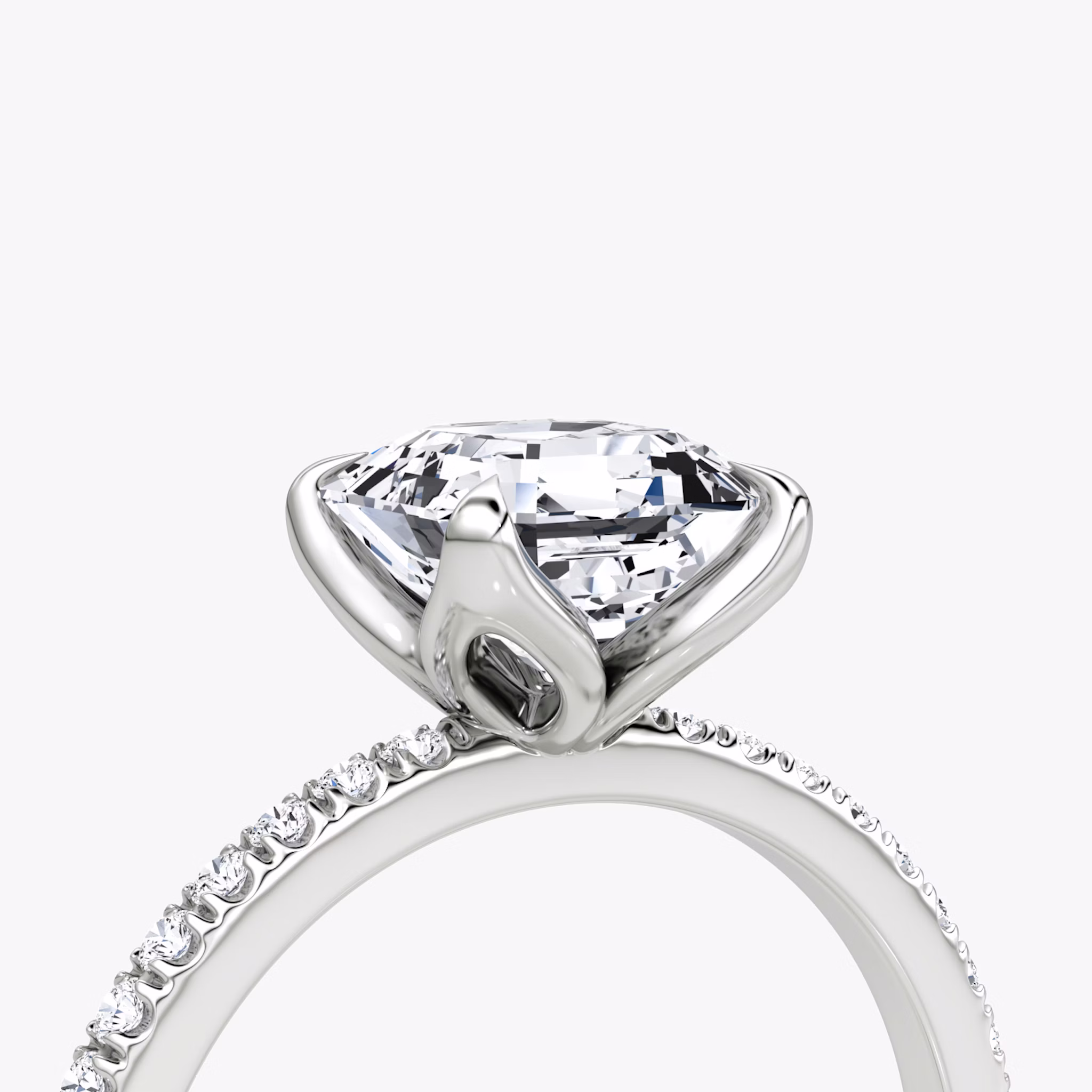 The Classic Petal | Asscher | Platinum | bandAccent: Pavé | diamondOrientation: vertical | caratWeight: other