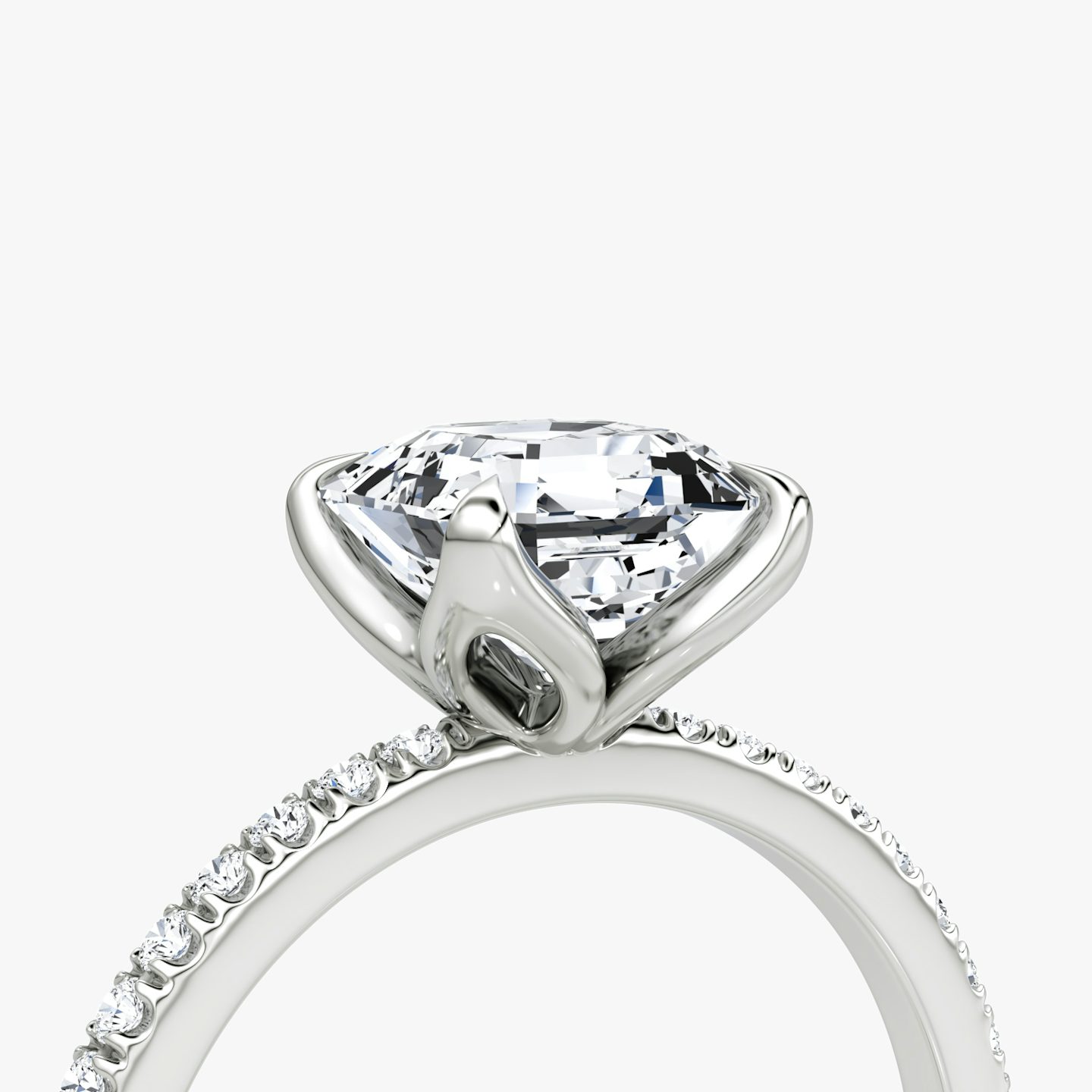 The Classic Petal | Asscher | 18k | White Gold | bandAccent: Pavé | diamondOrientation: vertical | caratWeight: other