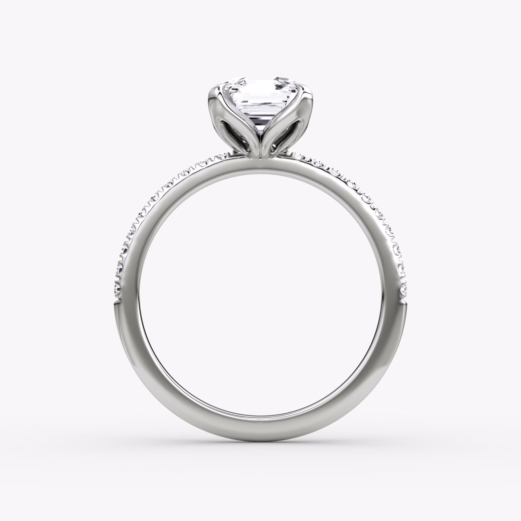 The Classic Petal | Asscher | Platinum | bandAccent: Pavé | diamondOrientation: vertical | caratWeight: other