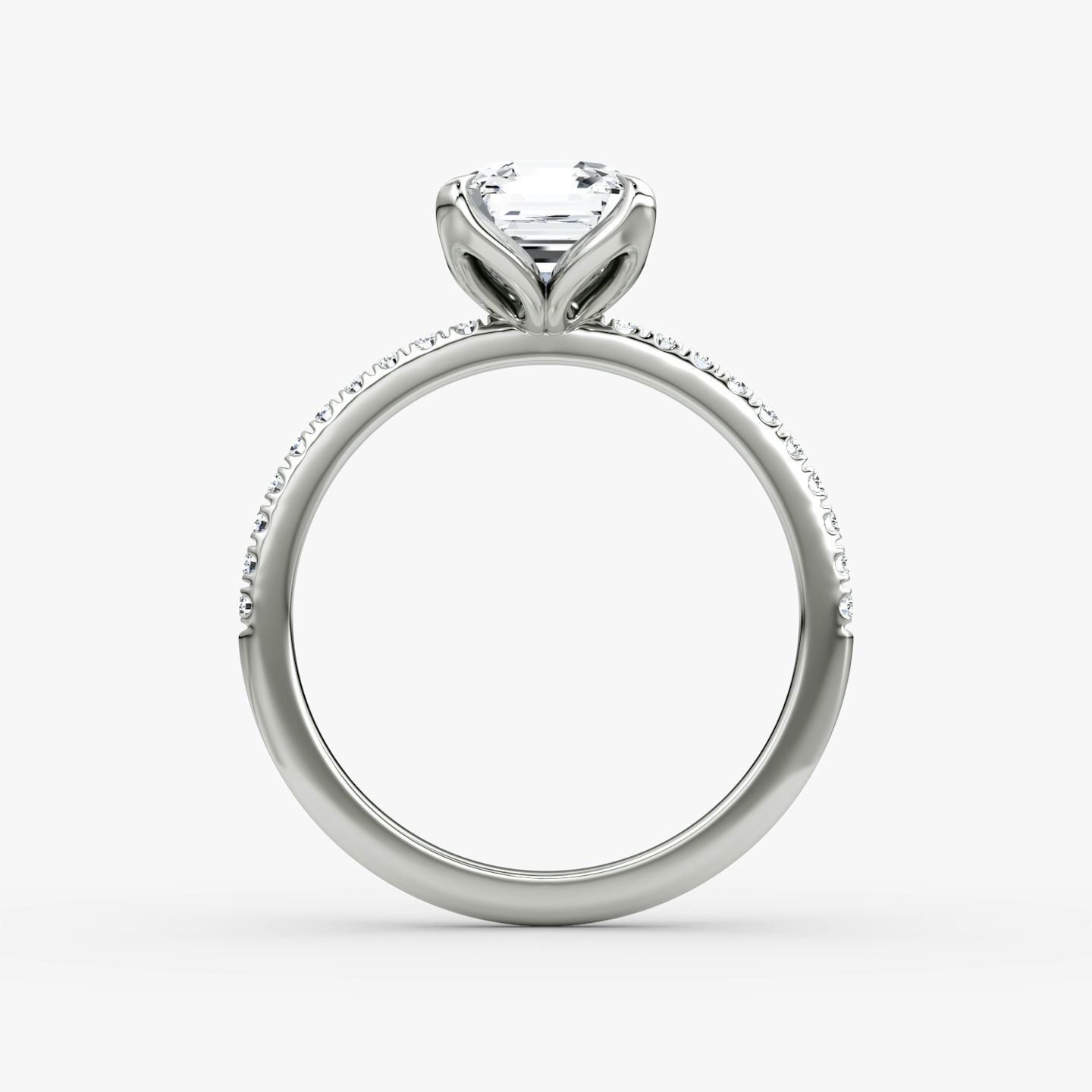 The Classic Petal | Asscher | 18k | White Gold | bandAccent: Pavé | diamondOrientation: vertical | caratWeight: other