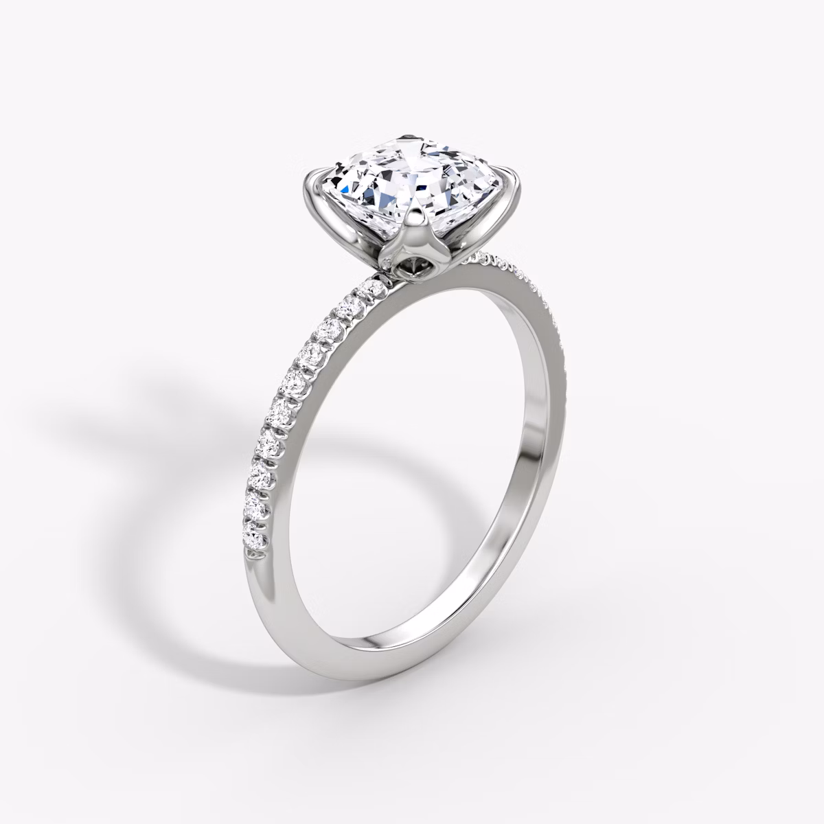 The Classic Petal | Asscher | Platinum | bandAccent: Pavé | diamondOrientation: vertical | caratWeight: other