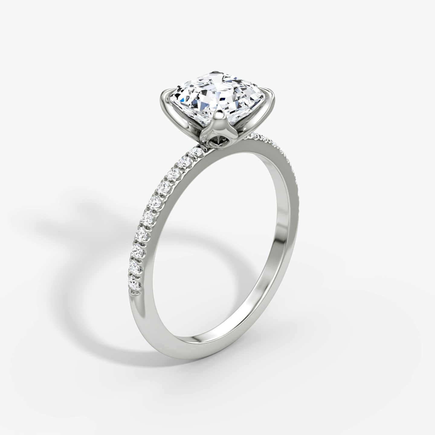 The Classic Petal | Asscher | 18k | White Gold | bandAccent: Pavé | diamondOrientation: vertical | caratWeight: other