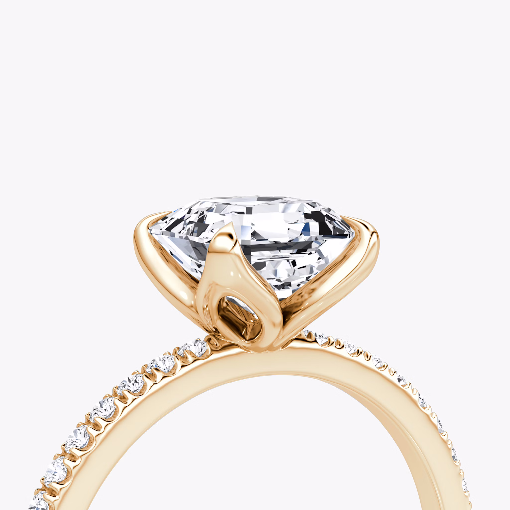 The Classic Petal | Asscher | 14k | Rose Gold | bandAccent: Pavé | diamondOrientation: vertical | caratWeight: other