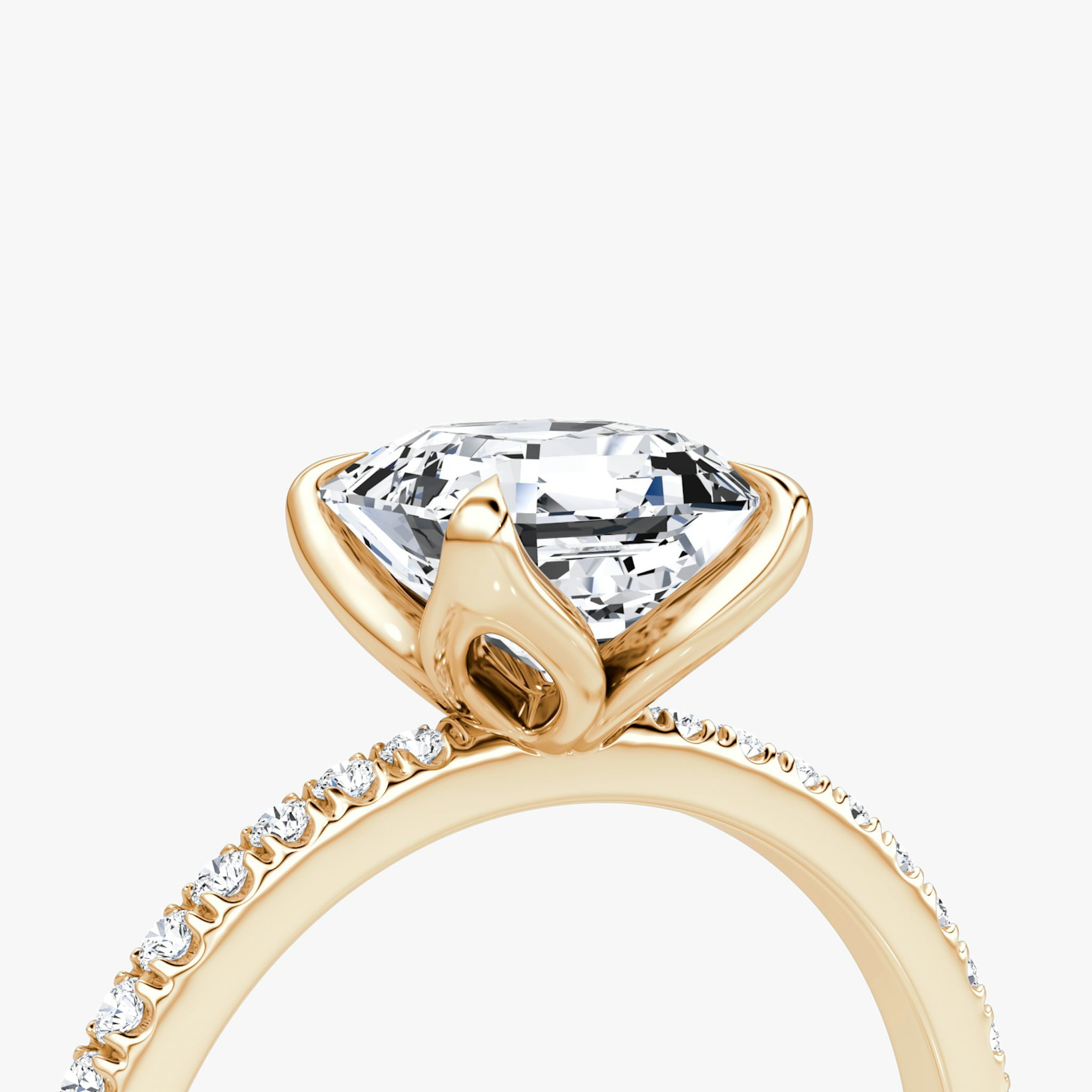 The Classic Petal | Asscher | 14k | Rose Gold | bandAccent: Pavé | diamondOrientation: vertical | caratWeight: other