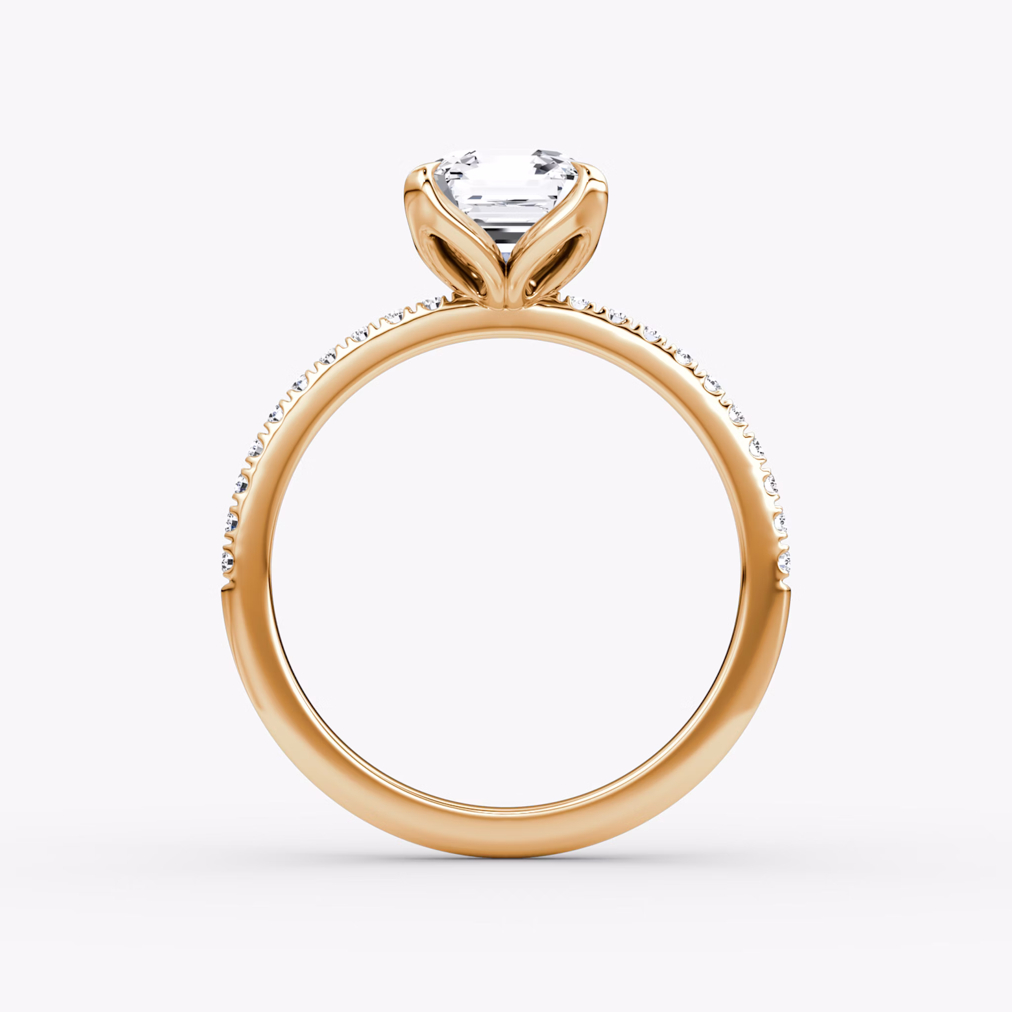 The Classic Petal | Asscher | 14k | Rose Gold | bandAccent: Pavé | diamondOrientation: vertical | caratWeight: other