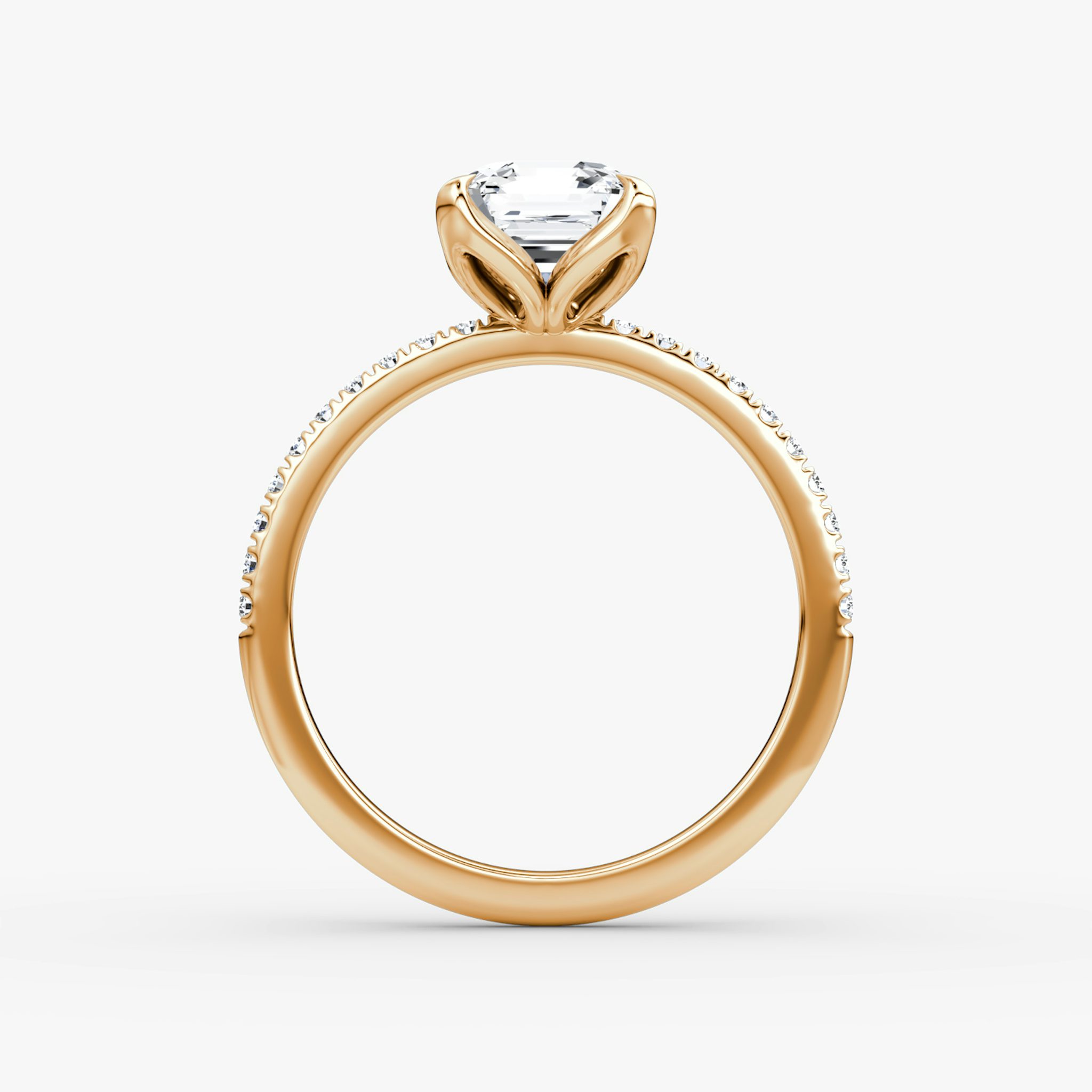 The Classic Petal | Asscher | 14k | Rose Gold | bandAccent: Pavé | diamondOrientation: vertical | caratWeight: other
