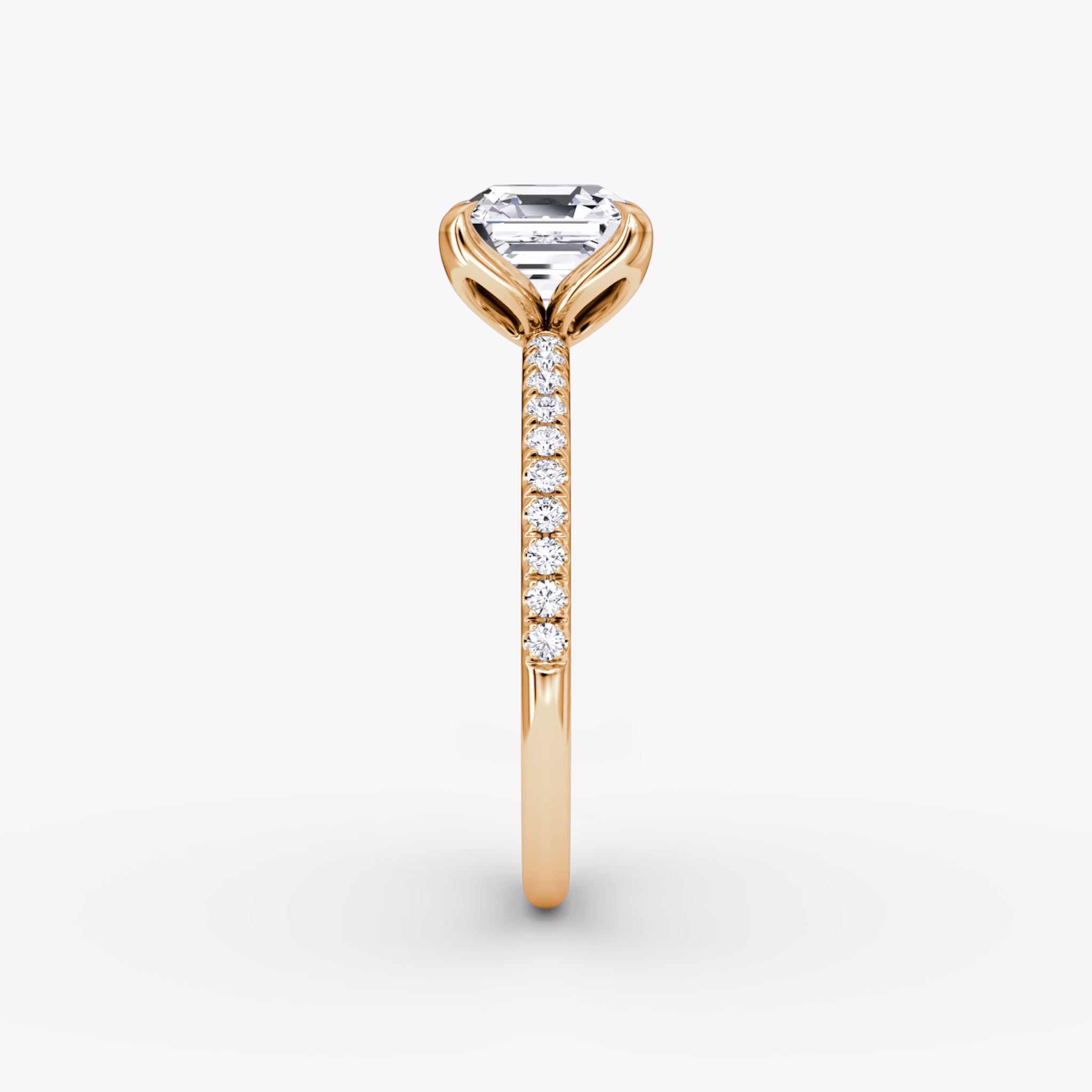 The Classic Petal | Asscher | 14k | Rose Gold | bandAccent: Pavé | diamondOrientation: vertical | caratWeight: other