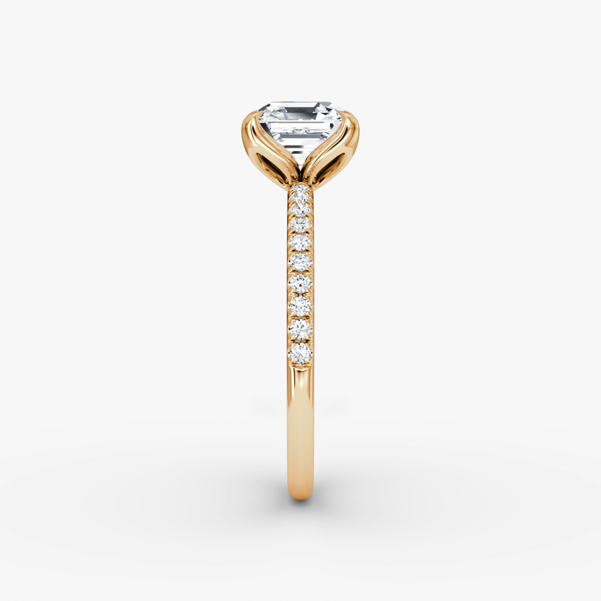 The Classic Petal | Asscher | 14k | Rose Gold | bandAccent: Pavé | diamondOrientation: vertical | caratWeight: other