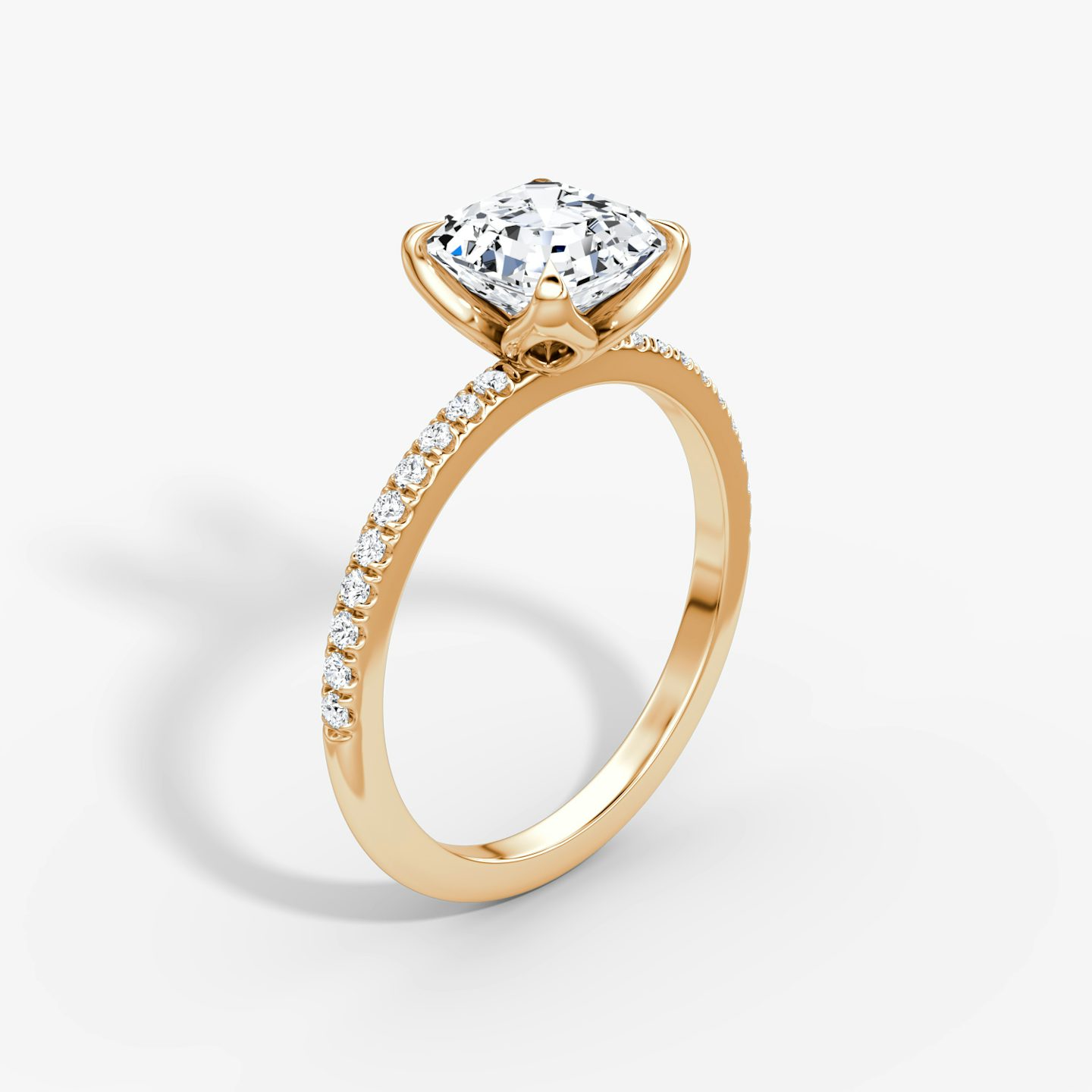 The Classic Petal | Asscher | 14k | Rose Gold | bandAccent: Pavé | diamondOrientation: vertical | caratWeight: other