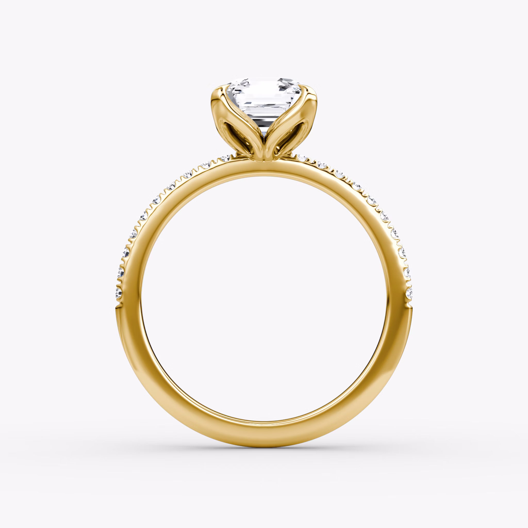 The Classic Petal | Asscher | 18k | Yellow Gold | bandAccent: Pavé | diamondOrientation: vertical | caratWeight: other