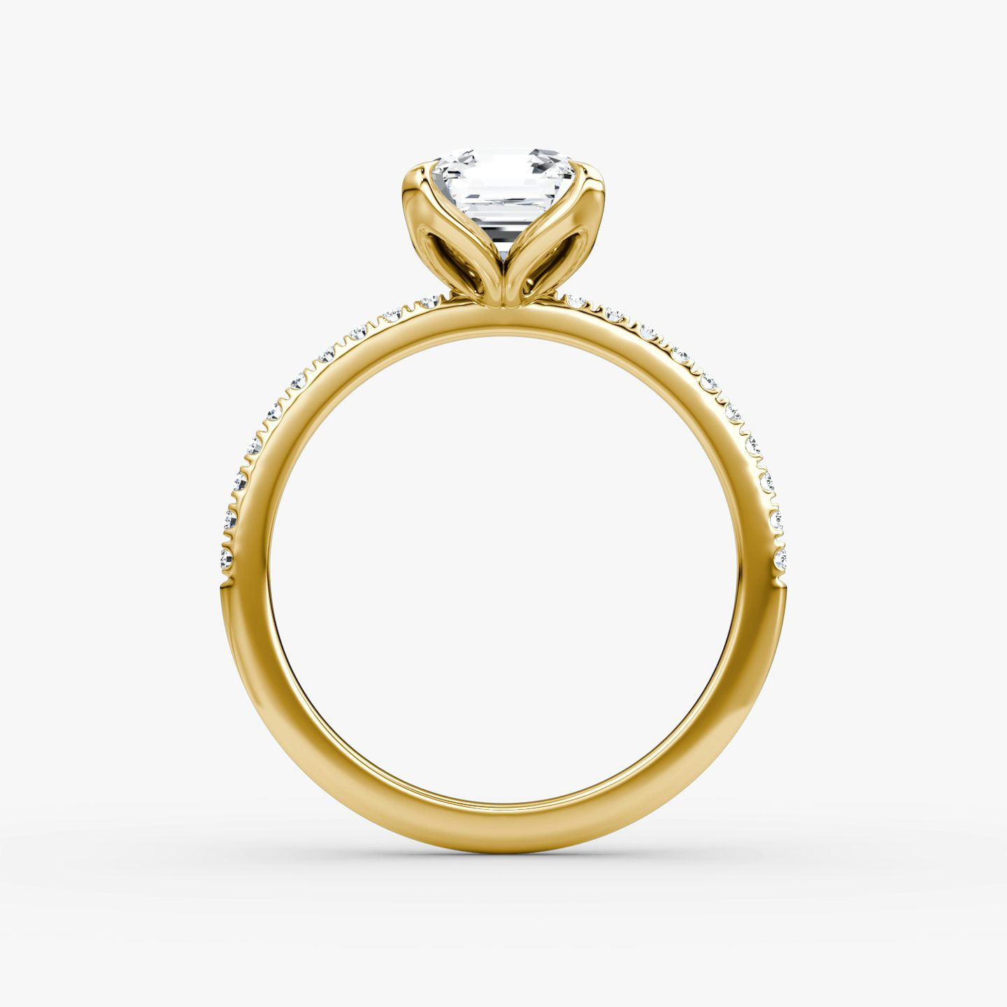 The Classic Petal | Asscher | 18k | Yellow Gold | bandAccent: Pavé | diamondOrientation: vertical | caratWeight: other