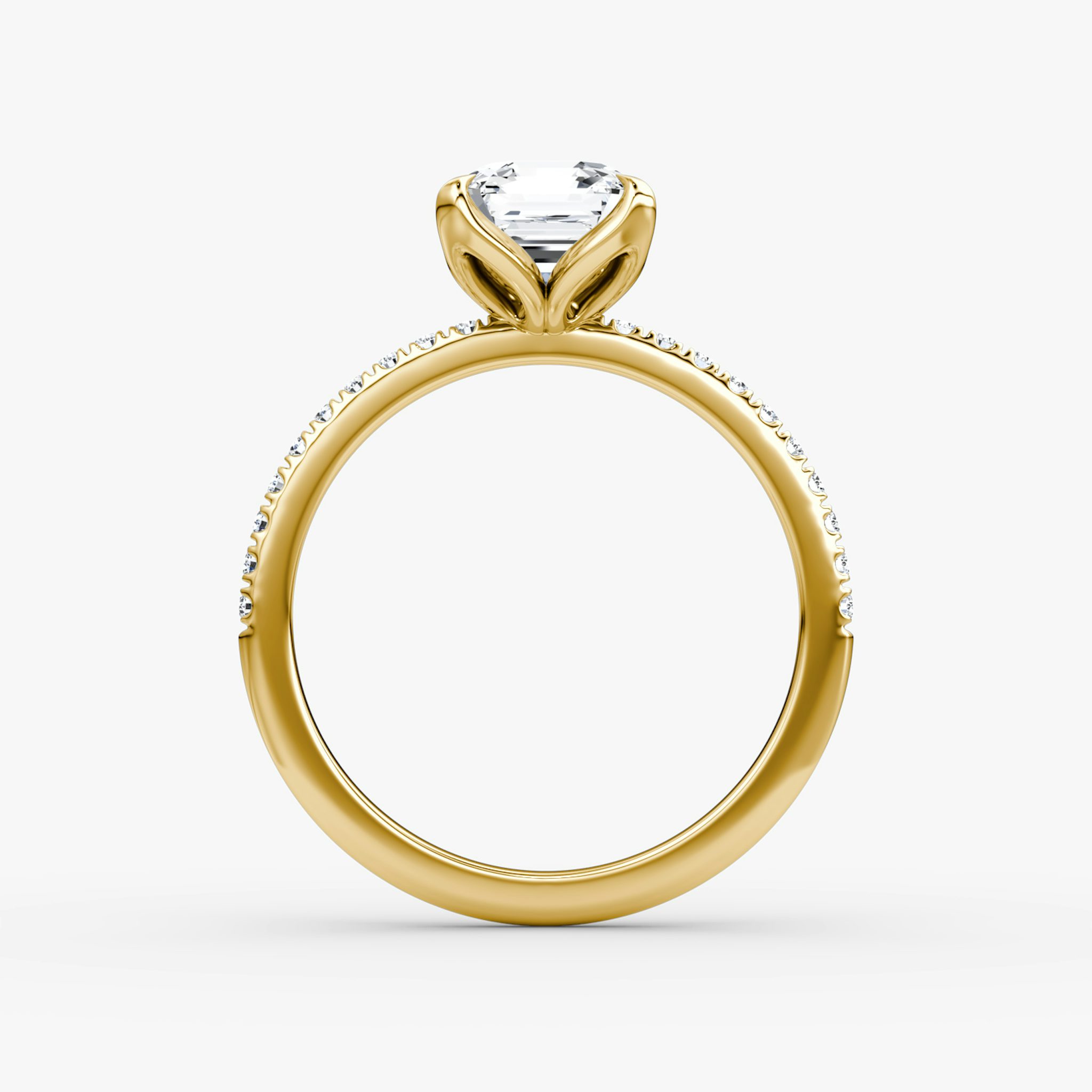 The Classic Petal | Asscher | 18k | Yellow Gold | bandAccent: Pavé | diamondOrientation: vertical | caratWeight: other