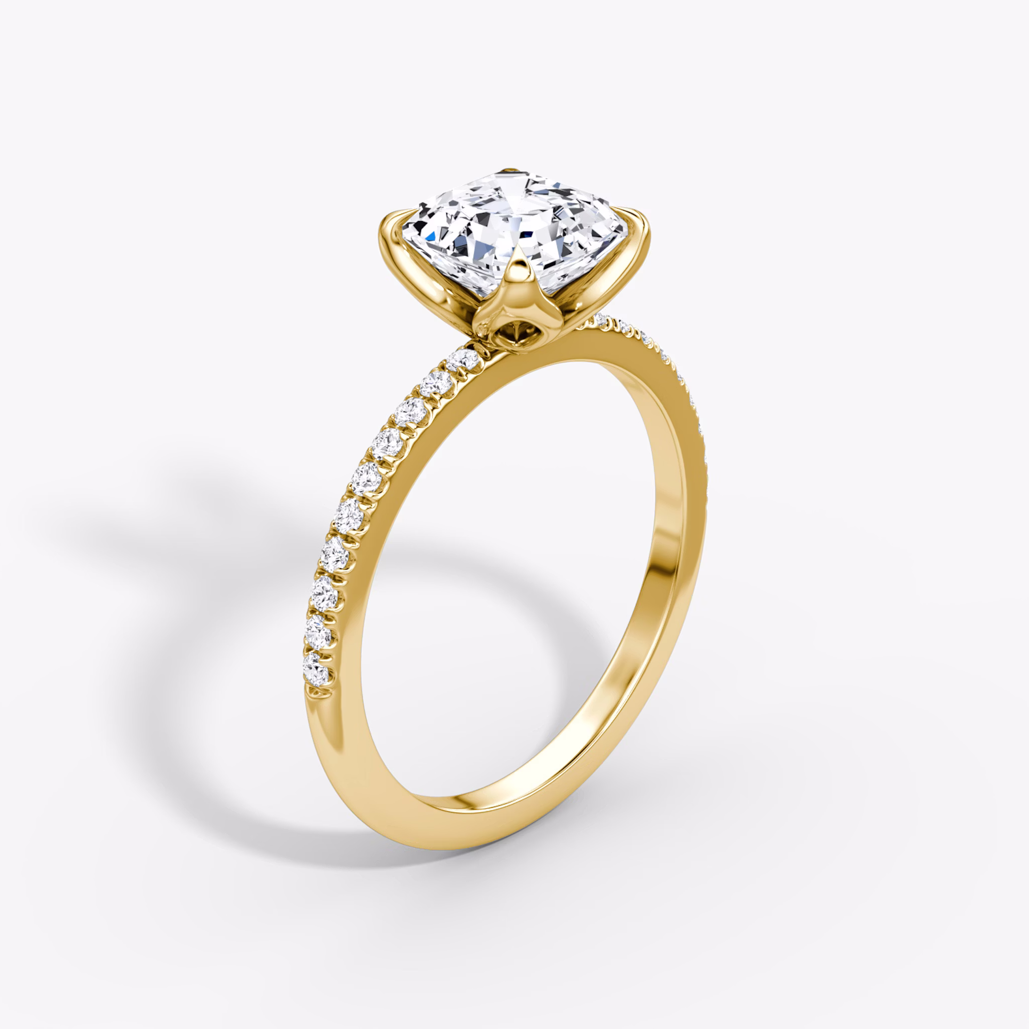 The Classic Petal | Asscher | 18k | Yellow Gold | bandAccent: Pavé | diamondOrientation: vertical | caratWeight: other