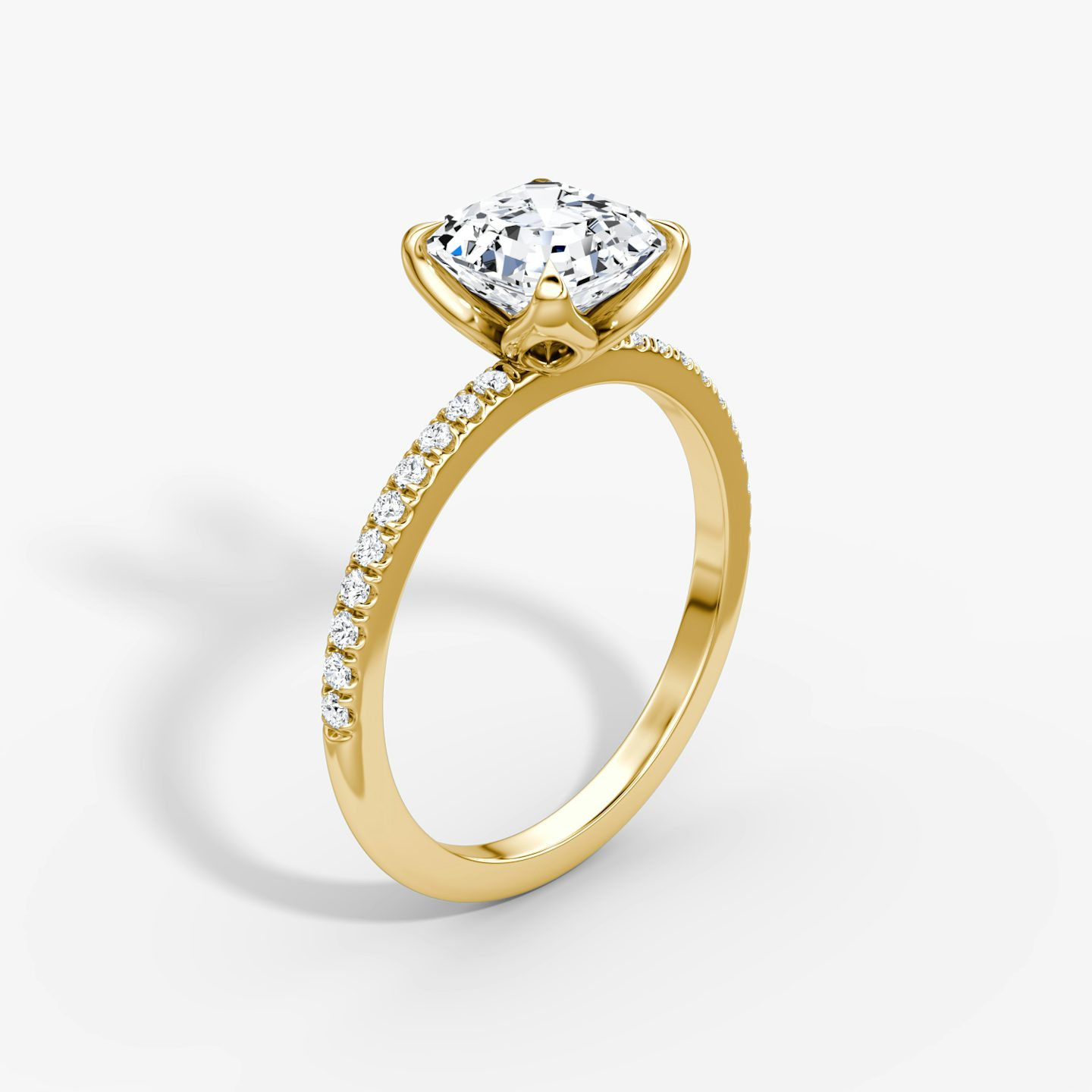 The Classic Petal | Asscher | 18k | Yellow Gold | bandAccent: Pavé | diamondOrientation: vertical | caratWeight: other