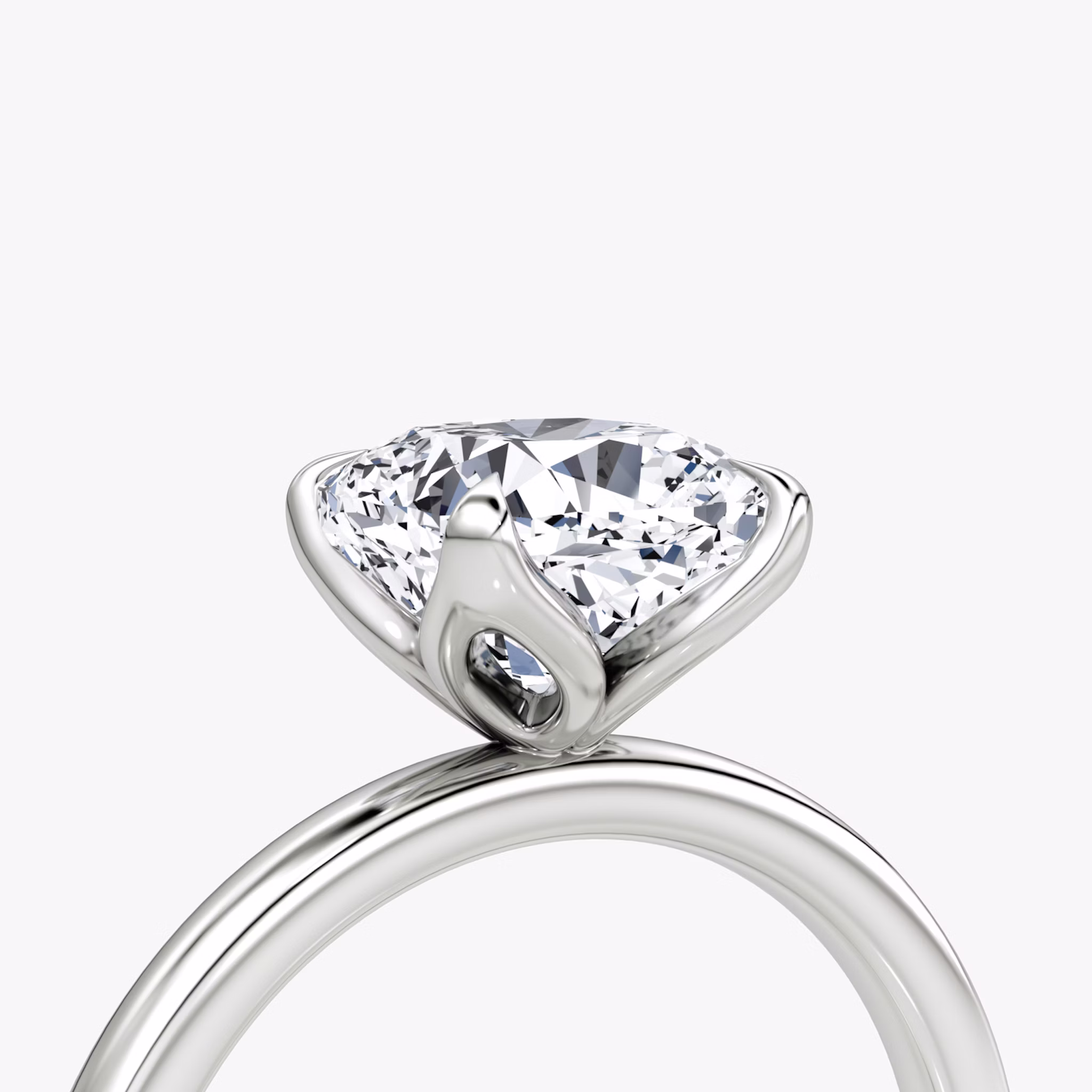 The Classic Petal | Cushion | Platinum | bandAccent: Plain | diamondOrientation: vertical | caratWeight: other