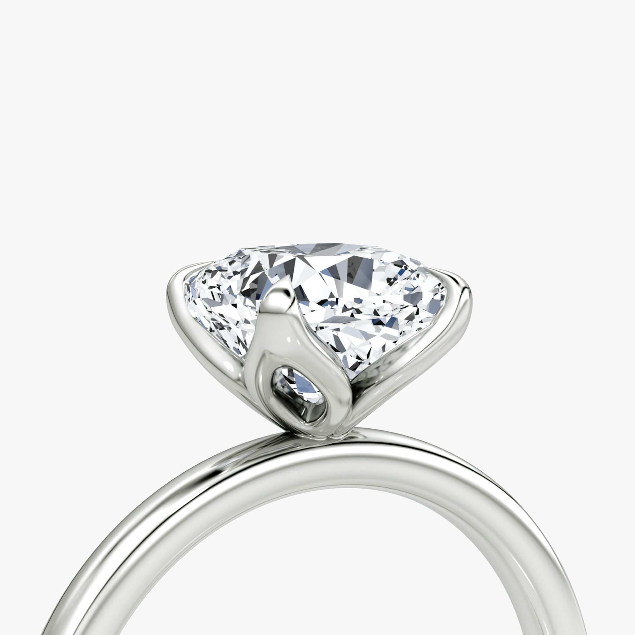 The Classic Petal | Cushion | Platinum | bandAccent: Plain | diamondOrientation: vertical | caratWeight: other