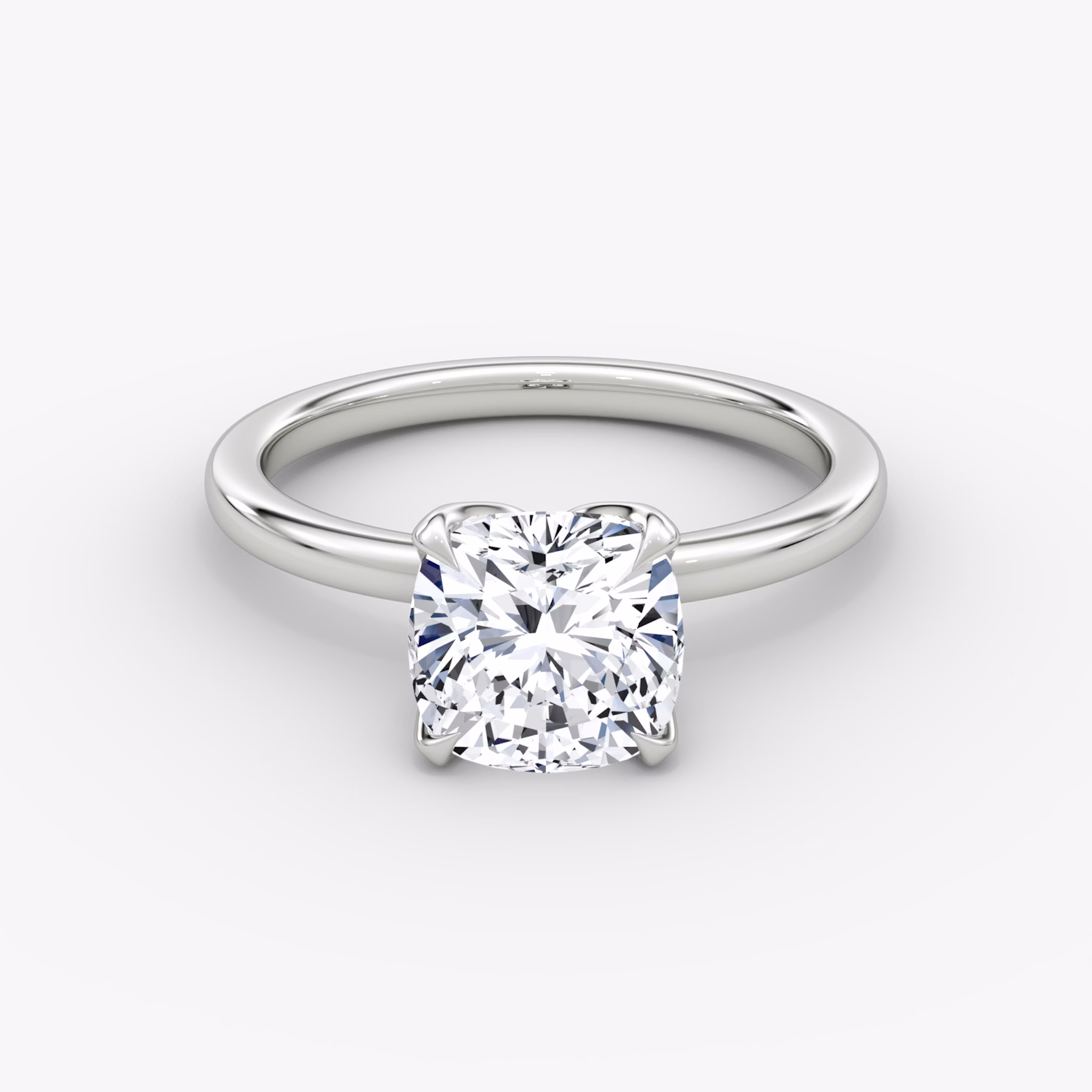 The Classic Petal | Cushion | Platinum | bandAccent: Plain | diamondOrientation: vertical | caratWeight: other