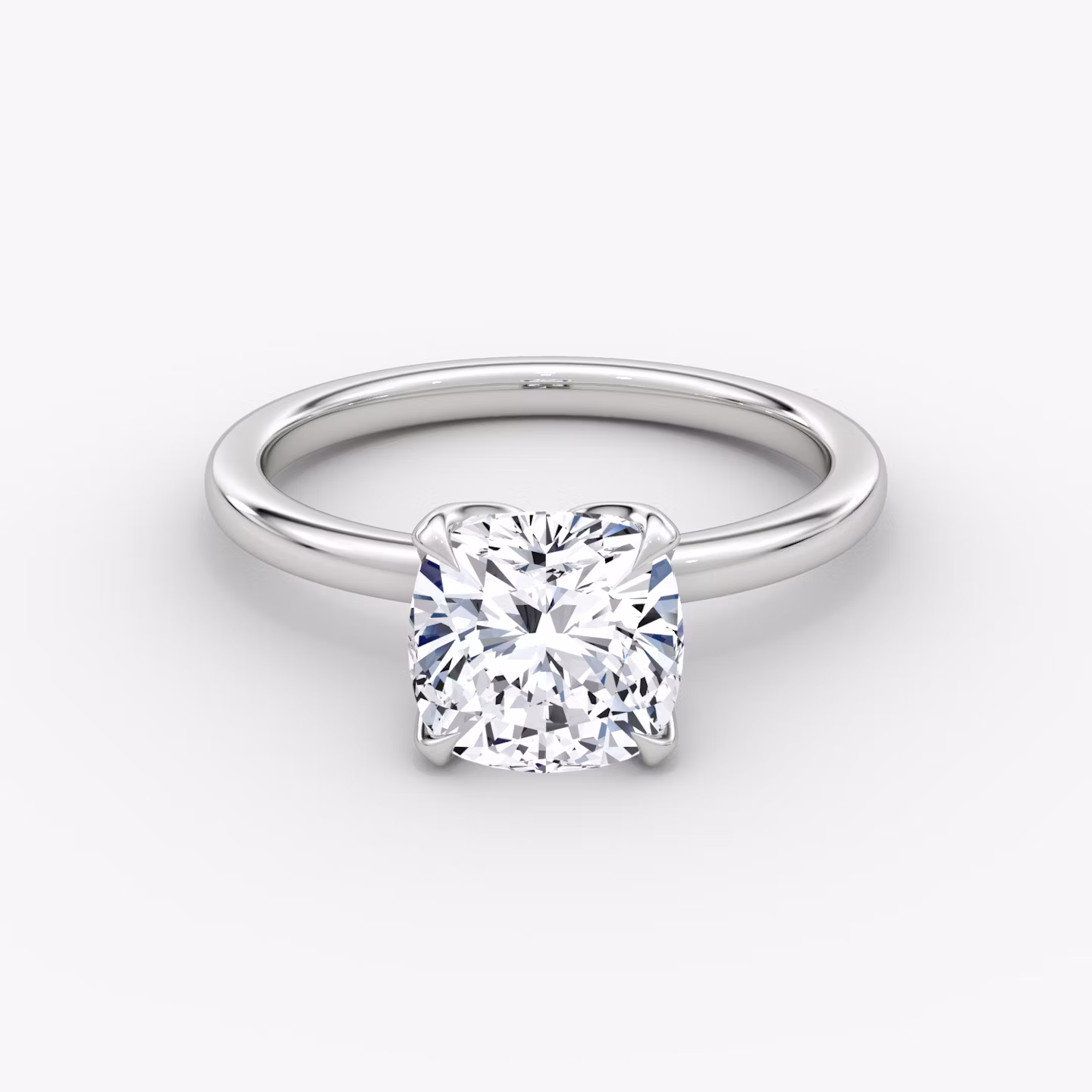 The Classic Petal | Cushion | 18k | White Gold | bandAccent: Plain | diamondOrientation: vertical | caratWeight: other