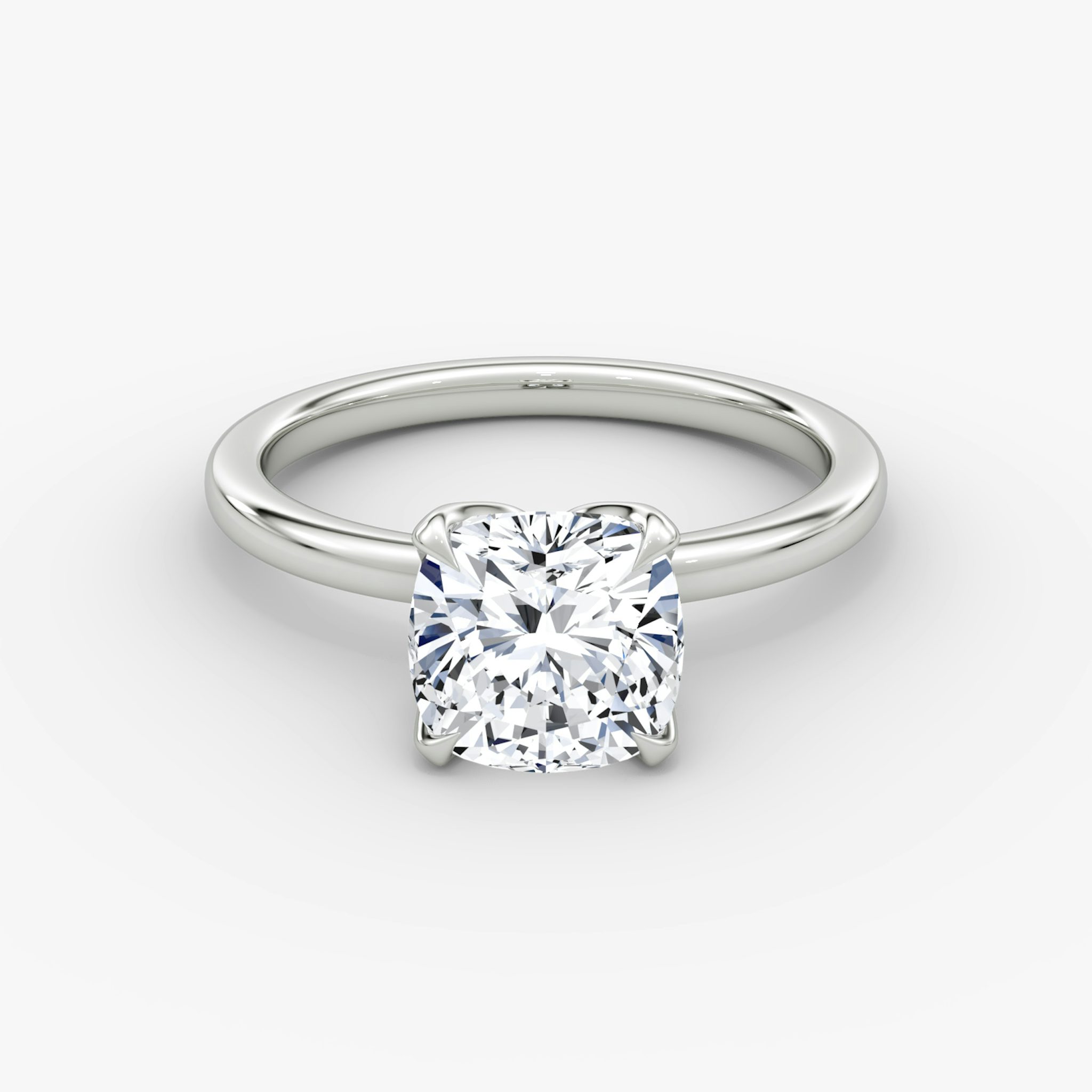 The Classic Petal | Cushion | Platinum | bandAccent: Plain | diamondOrientation: vertical | caratWeight: other