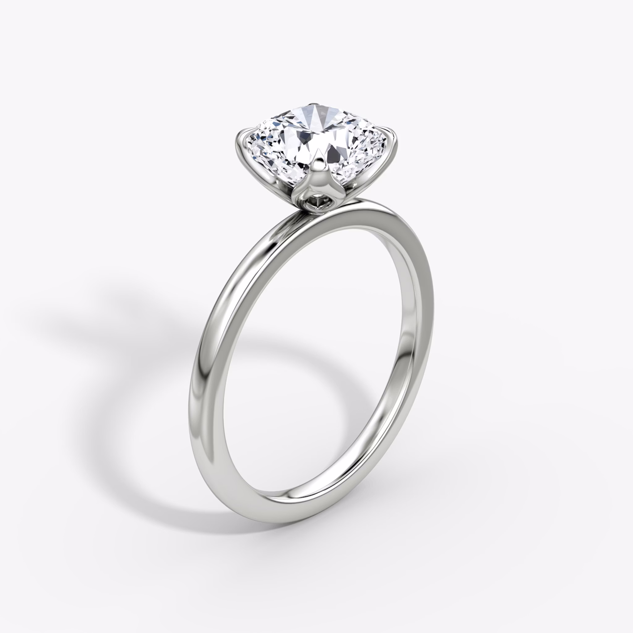 The Classic Petal | Cushion | Platinum | bandAccent: Plain | diamondOrientation: vertical | caratWeight: other
